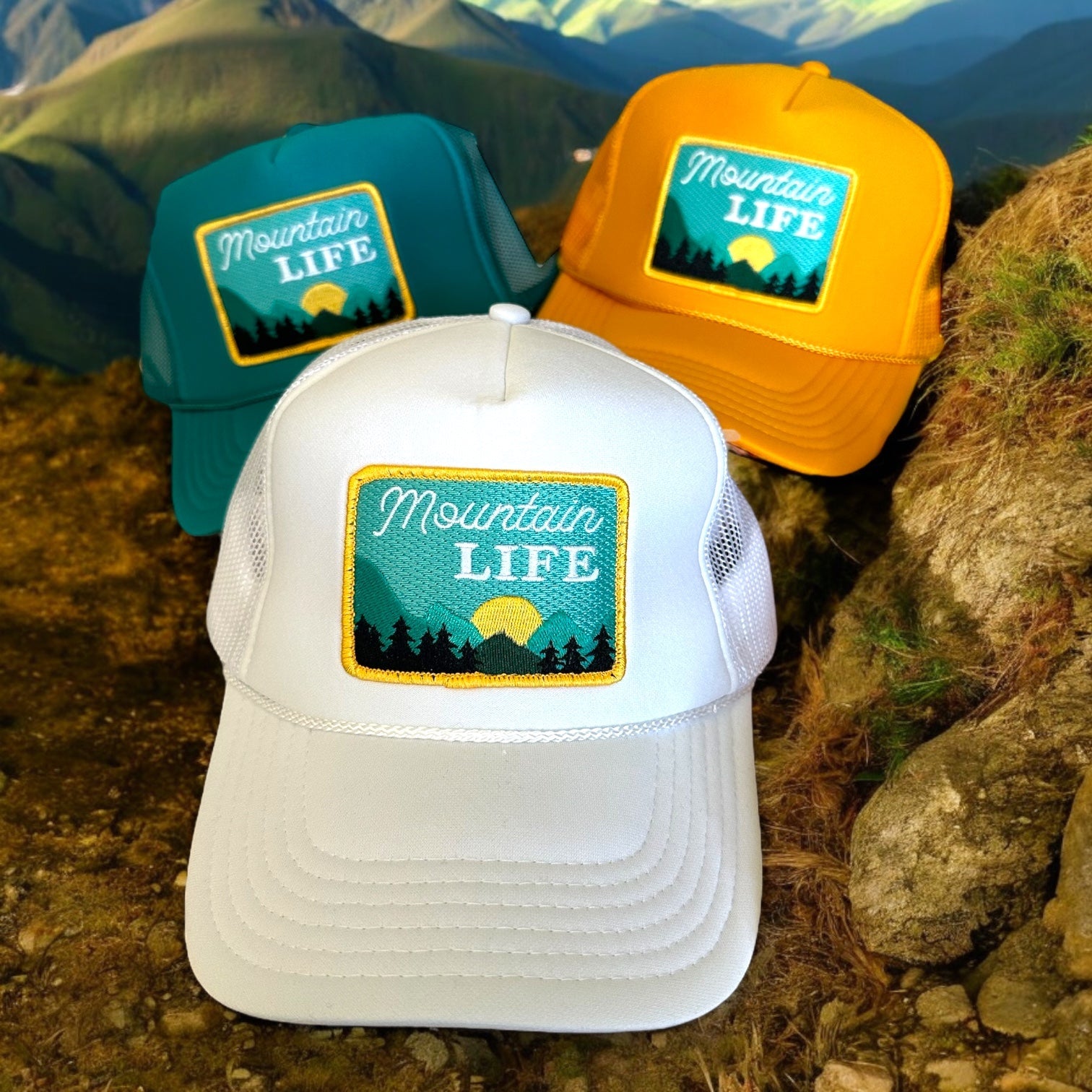 “Mountain Life” Foam Unisex Trucker Hats (Various Colors) - Wander Together Outfitters