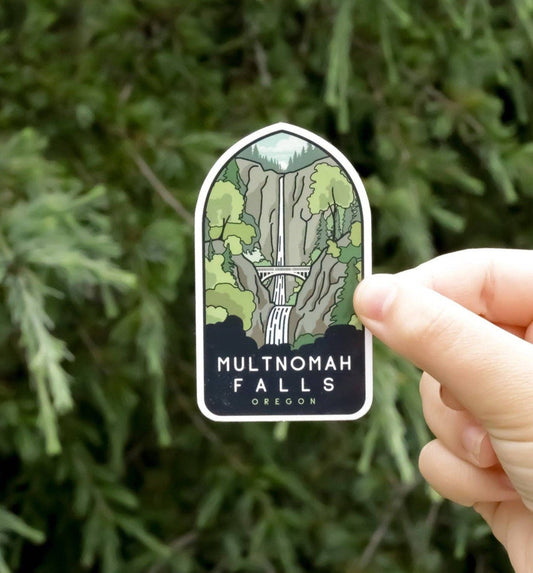 "Multnomah Falls Oregon" Waterproof UV Resistant Vinyl Sticker - Wander Together Outfitters