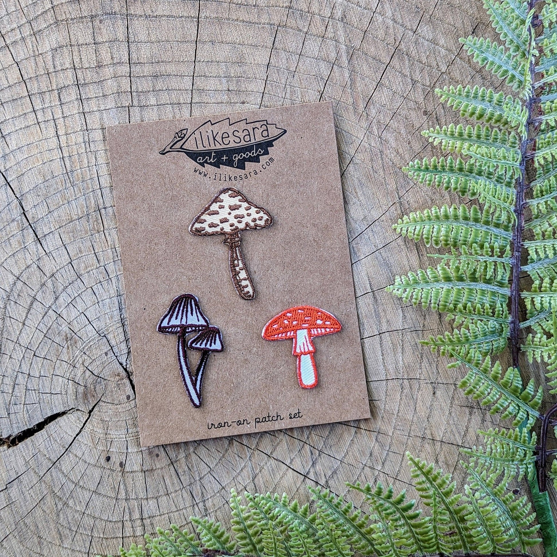 Mushroom 3 - pack Collection Iron On Patches (Brown, Red, Purple) - Wander Together Outfitters