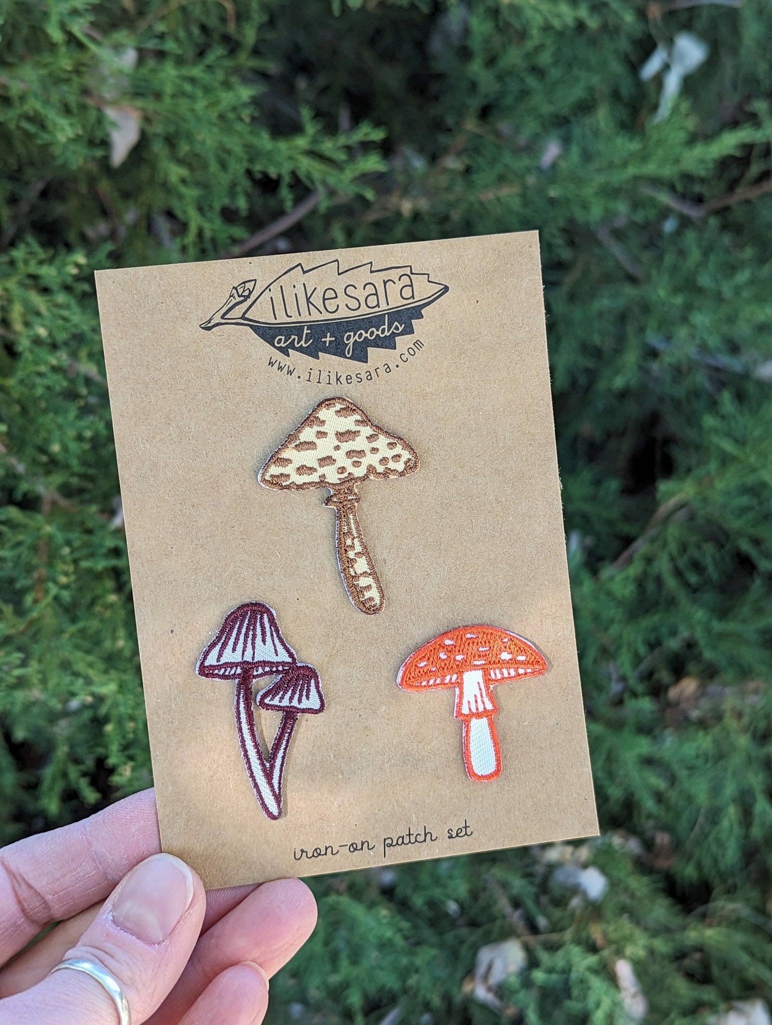 Mushroom 3 - pack Collection Iron On Patches (Brown, Red, Purple) - Wander Together Outfitters