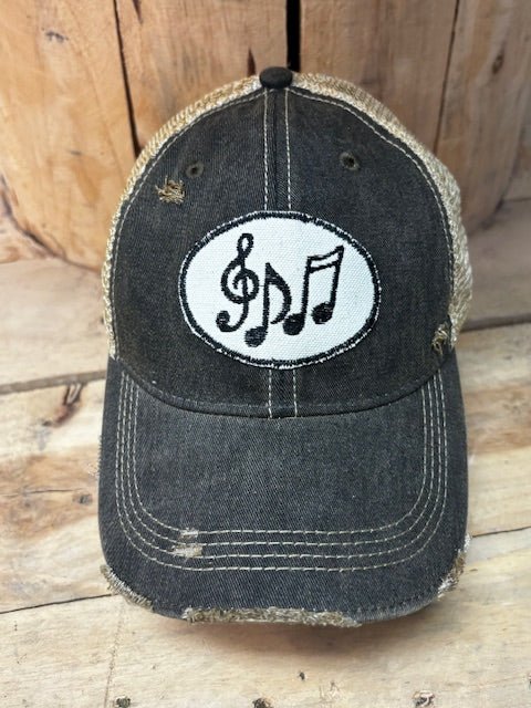 Music Note Distressed Mesh Snapback Baseball Cap - Wander Together Outfitters
