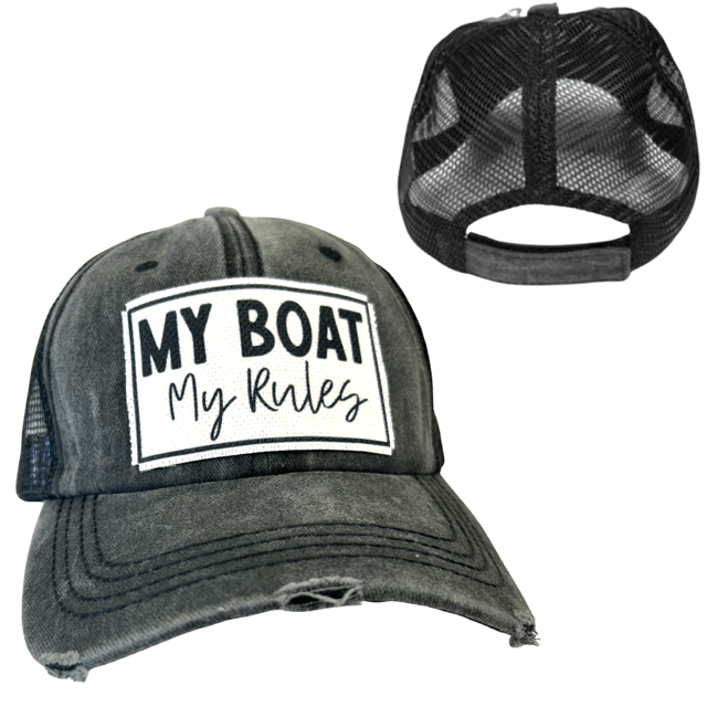 "My Boat My Rules" Distressed Unisex Cap - Wander Together Outfitters