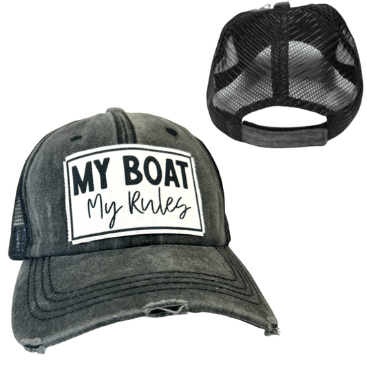 "My Boat My Rules" Distressed Unisex Cap - Wander Together Outfitters