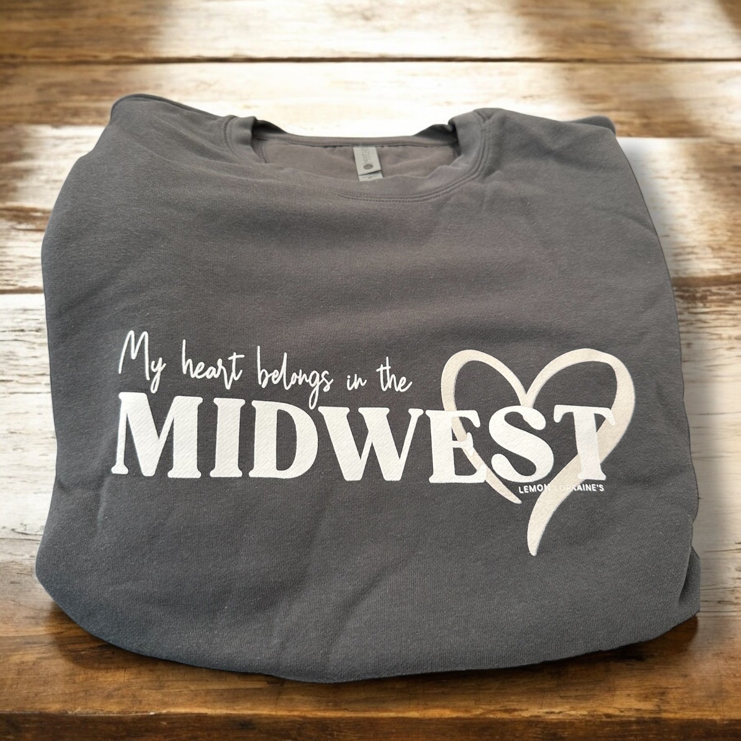 “My Heart Belongs in the Midwest” Super Soft Crewneck (Last Ones) Clearance - Wander Together Outfitters