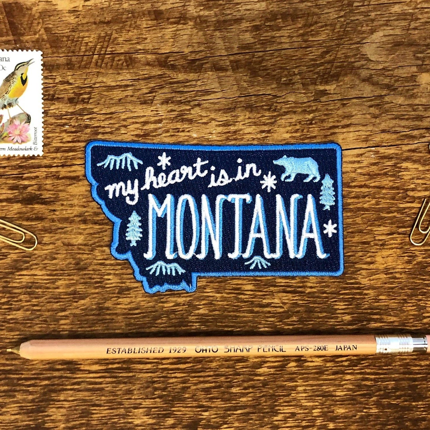 "My Heart Is In Montana" Iron On Embroidered Patch - Wander Together Outfitters