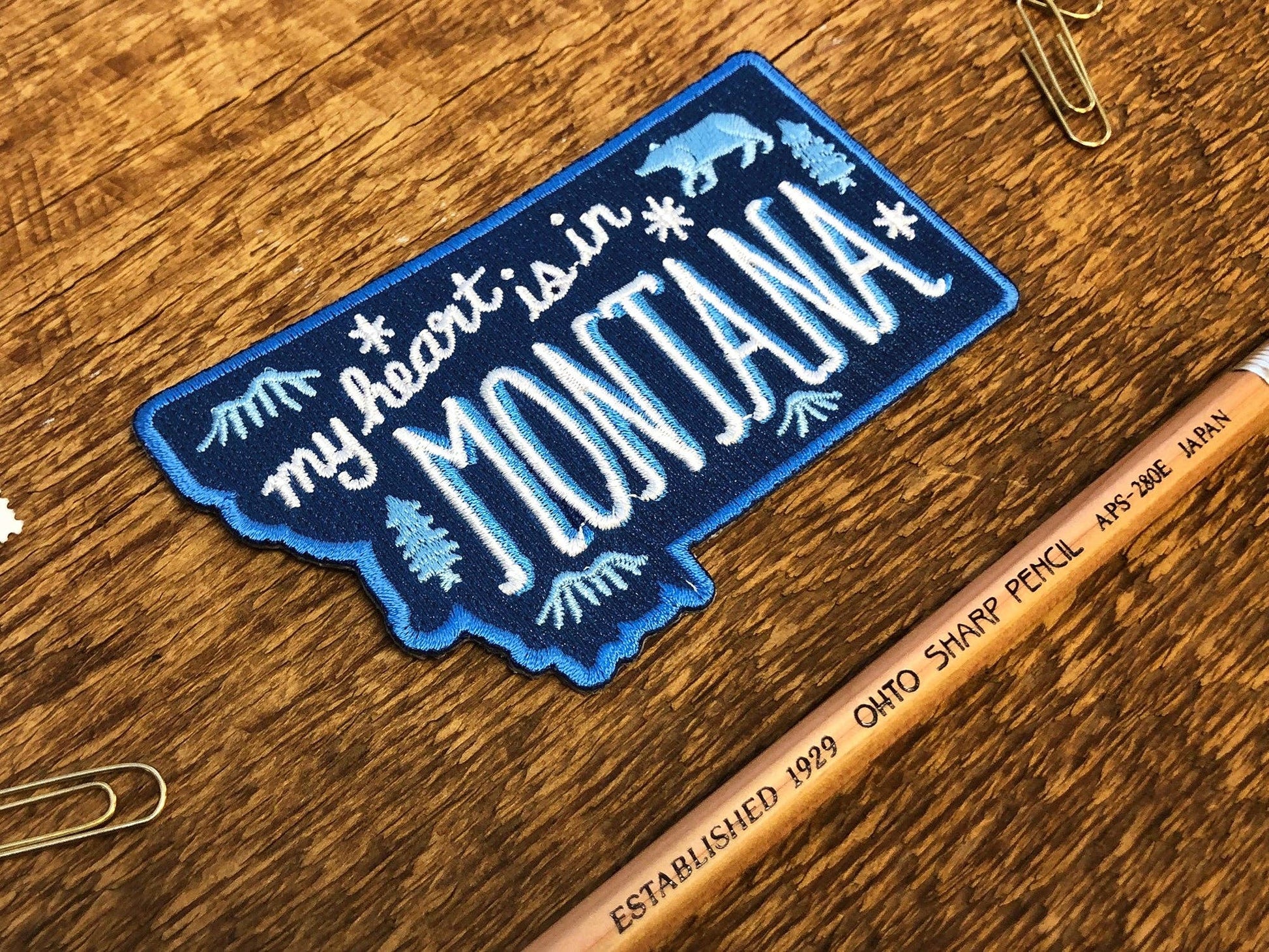 "My Heart Is In Montana" Iron On Embroidered Patch - Wander Together Outfitters