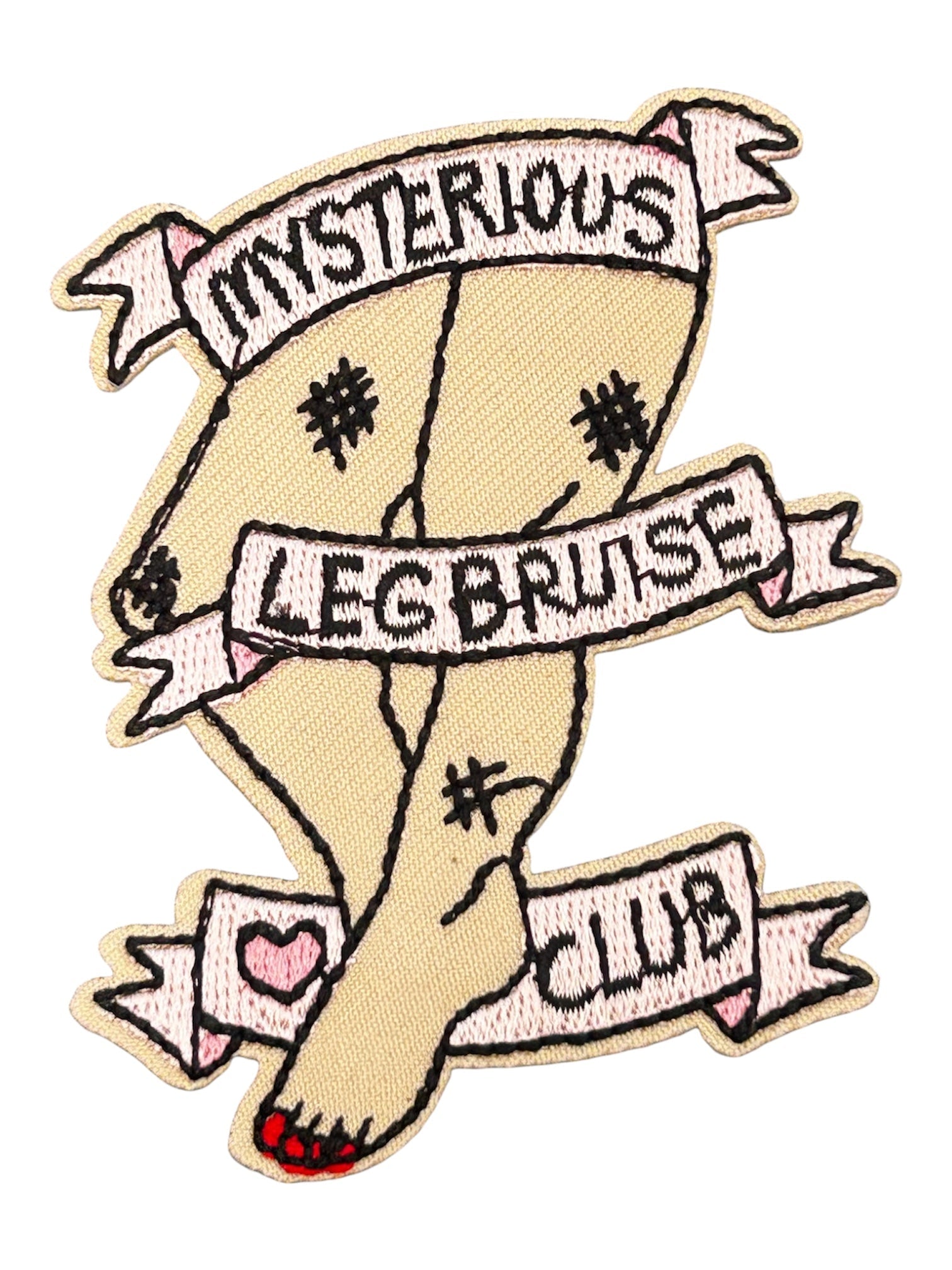 "Mysterious Leg Bruise Club" Embroidered Iron On Patch - Wander Together Outfitters