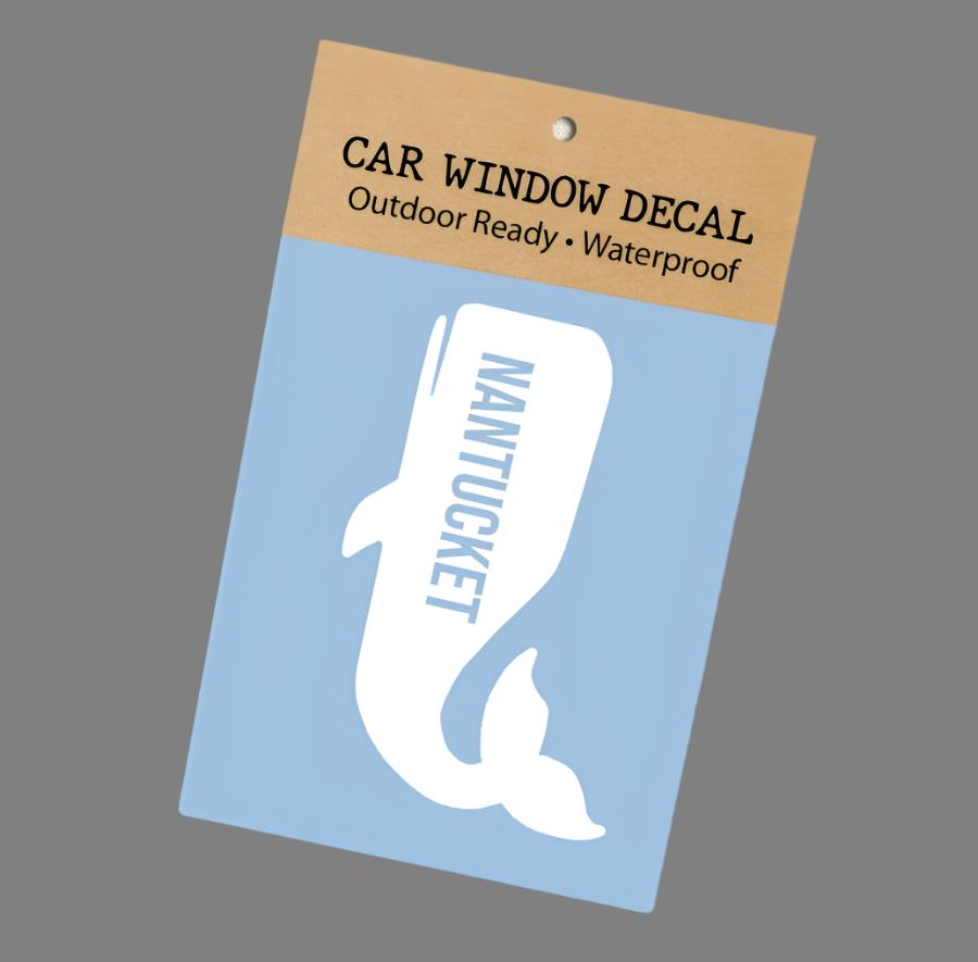 “Nantucket” Massachusetts Whale Car Window Vehicle Decal (White) - Wander Together Outfitters