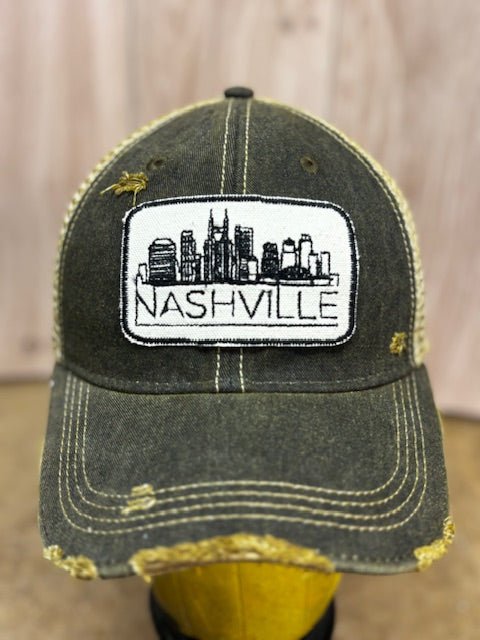 Nashville Skyline Distressed Trucker Cap (Various Colors) - Wander Together Outfitters
