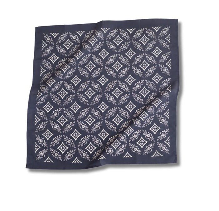 Natalie Navy Blue White Floral Bandana No.19 - Wander Together Outfitters
