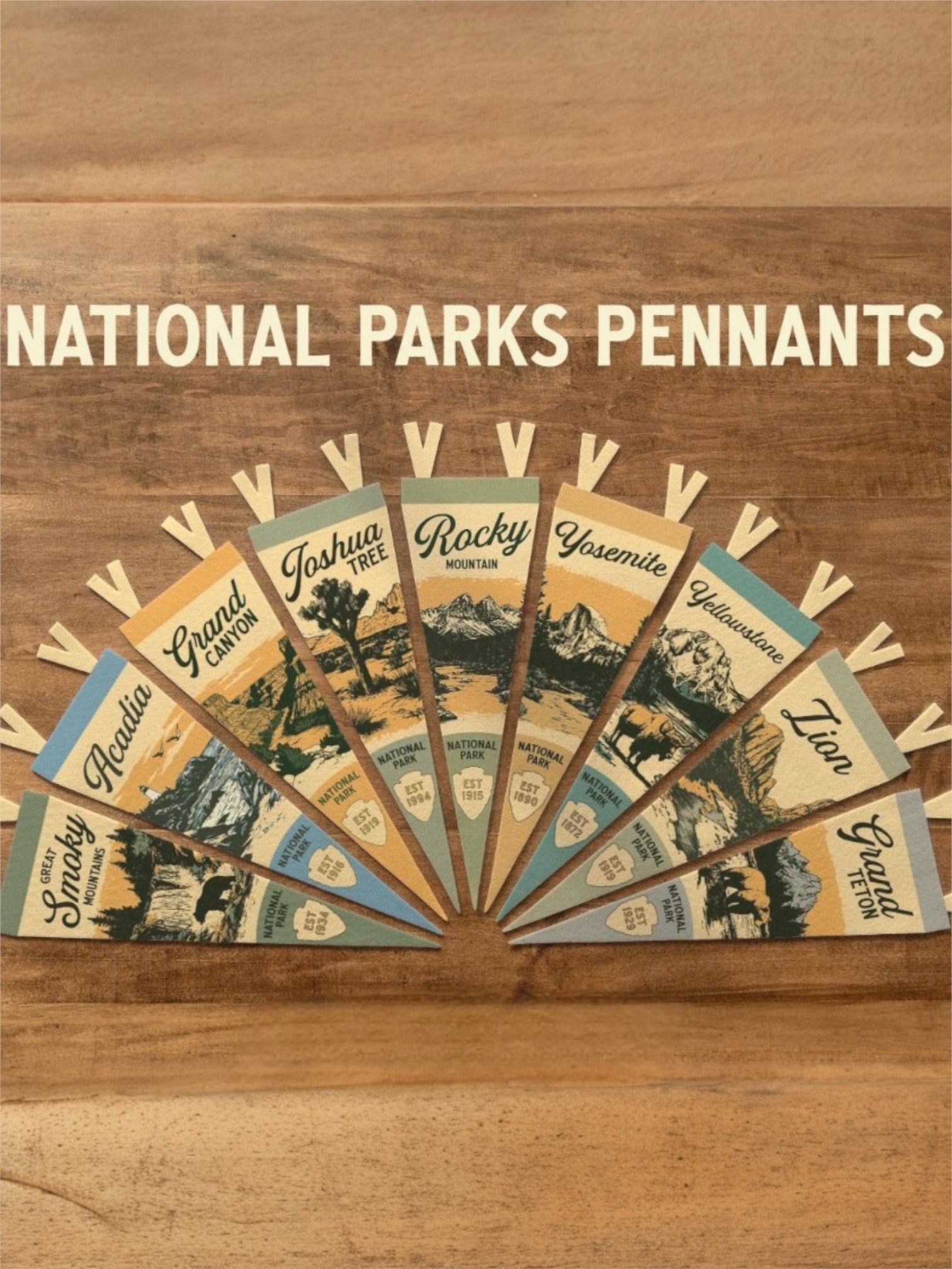 National Park Felt Pennant Collection (Various National Parks) Vertical Hang - Wander Together Outfitters