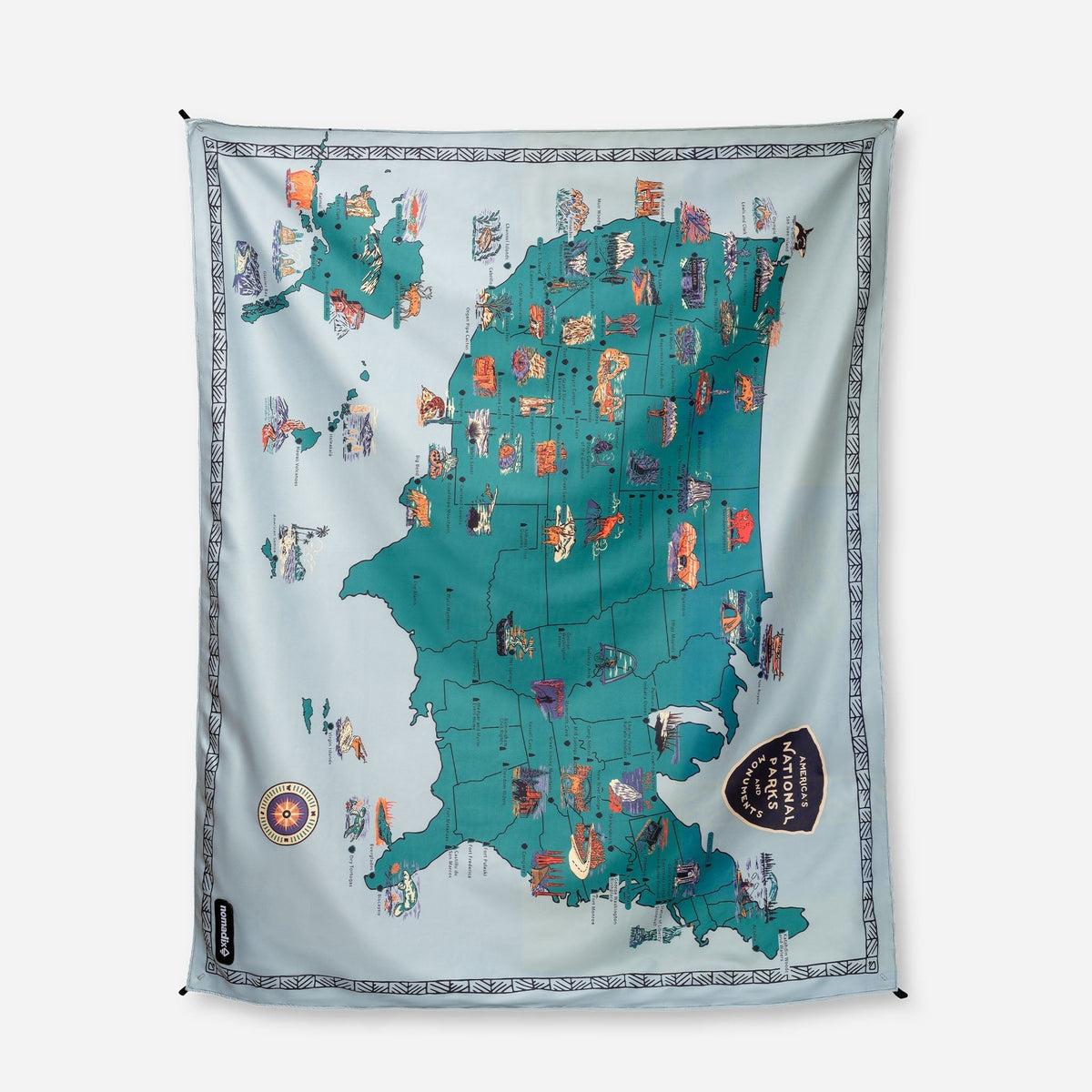 National Parks and Monuments Map Outdoor Festival Blanket: - Wander Together Outfitters