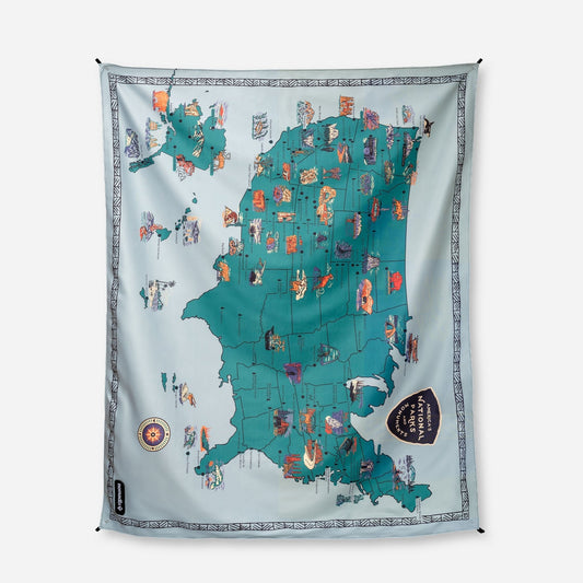 National Parks and Monuments Map Outdoor Festival Blanket: - Wander Together Outfitters