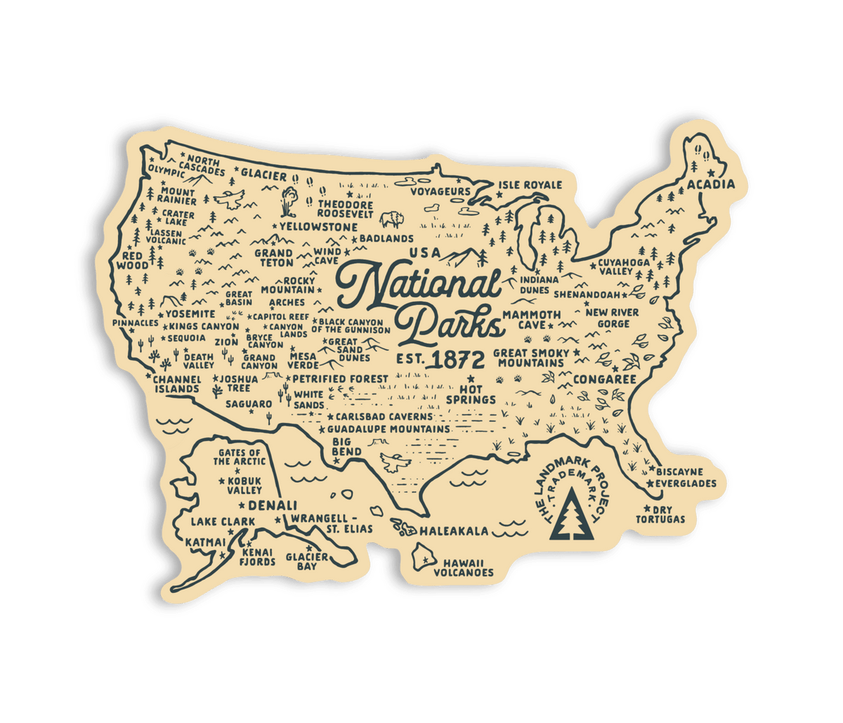 National Parks Map Vinyl Sticker - Wander Together Outfitters
