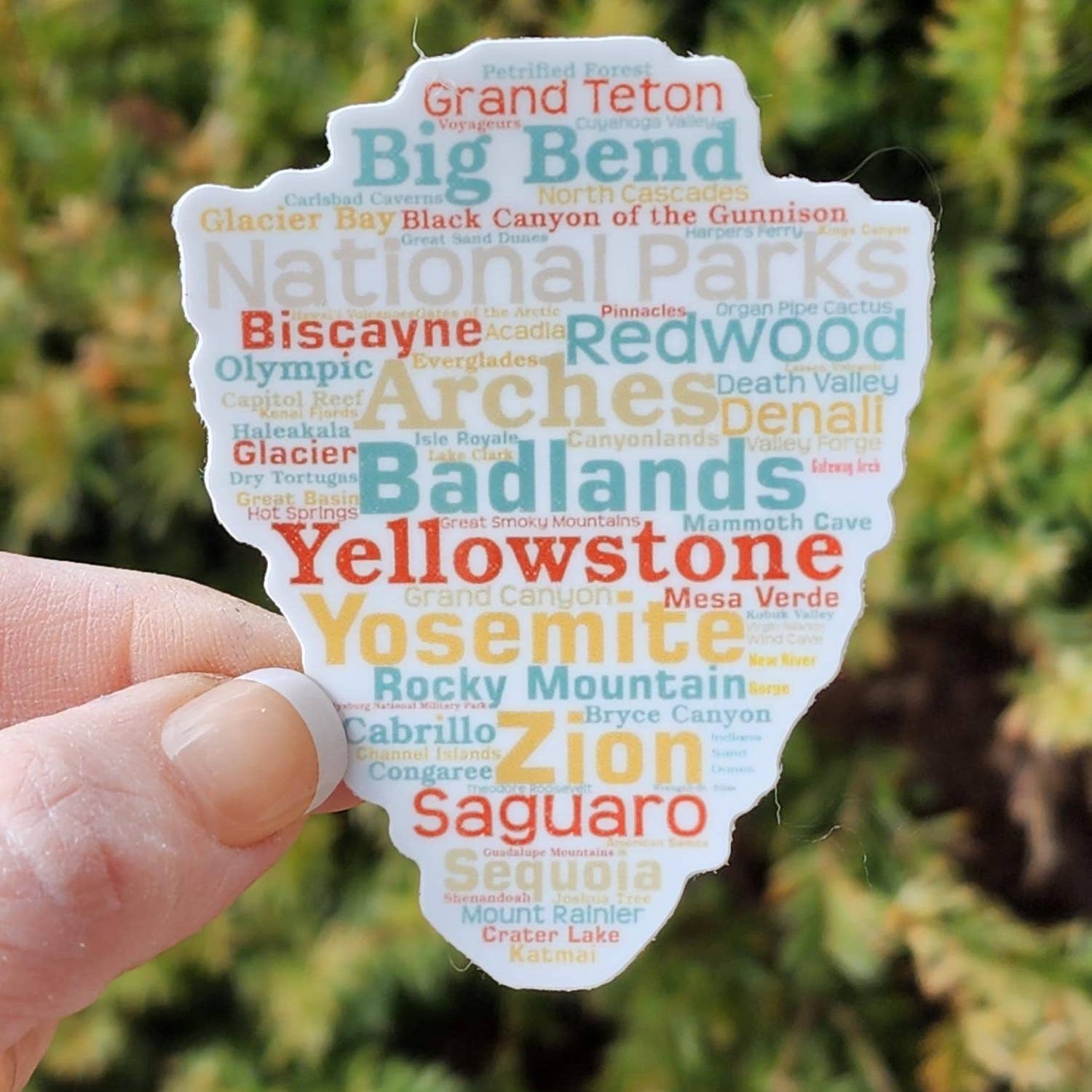 National Parks Names Arrowhead 3 - inch Sticker - Wander Together Outfitters