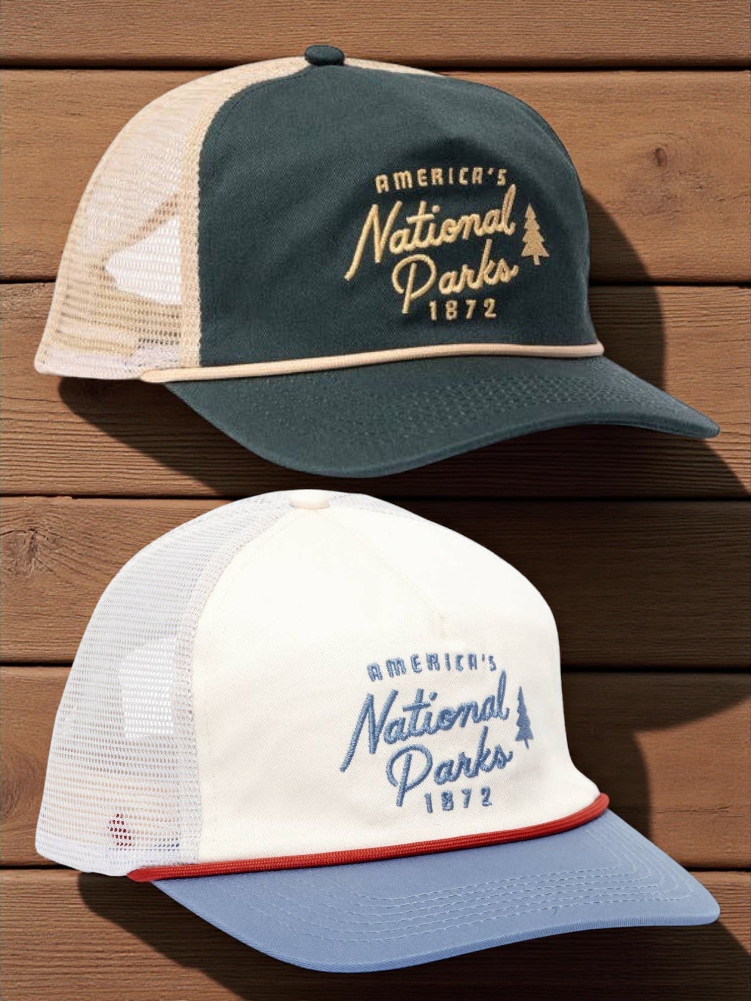 National Parks Unisex Trucker Snapback Caps (Cream or Spruce Green) - Wander Together Outfitters