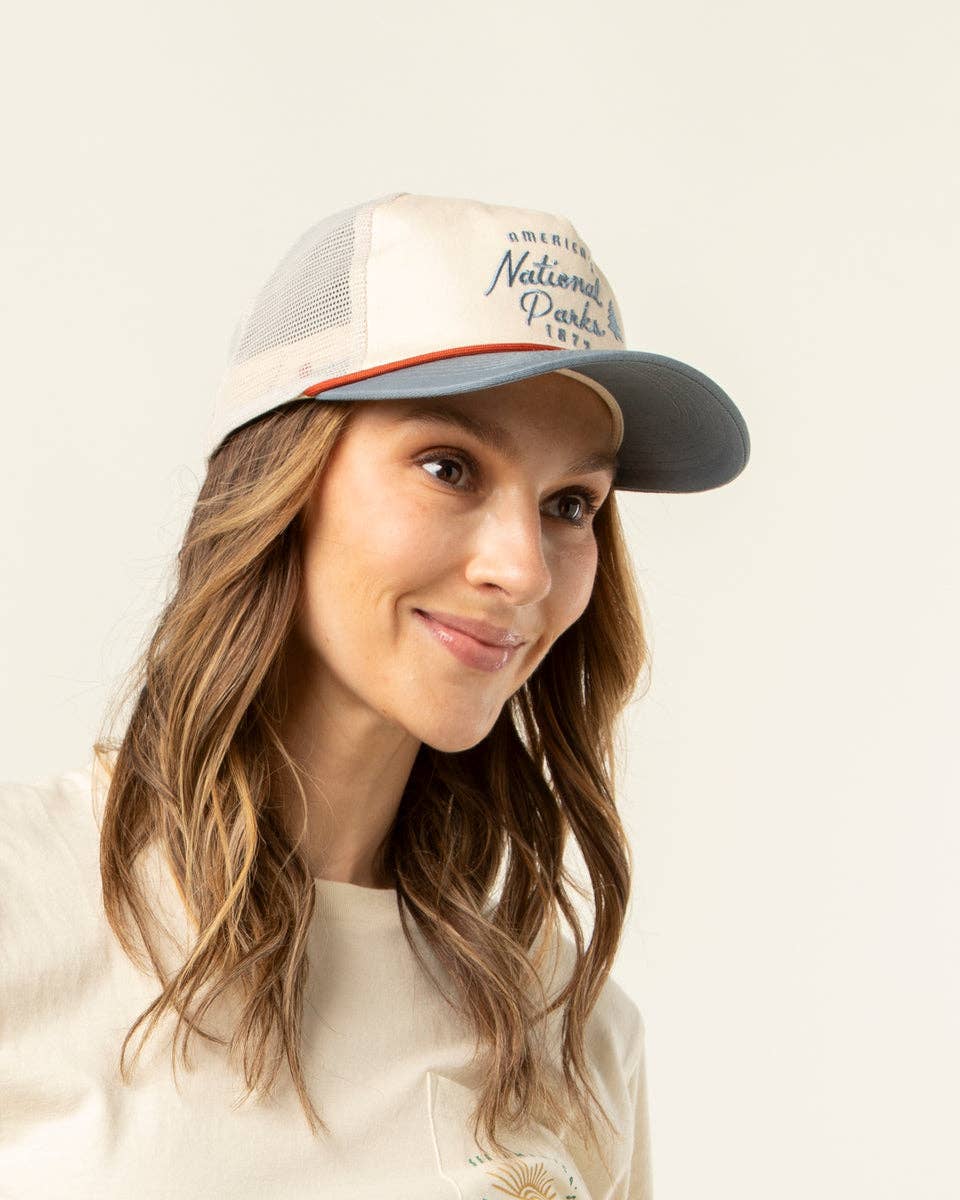 National Parks Unisex Trucker Snapback Caps (Cream or Spruce Green) - Wander Together Outfitters
