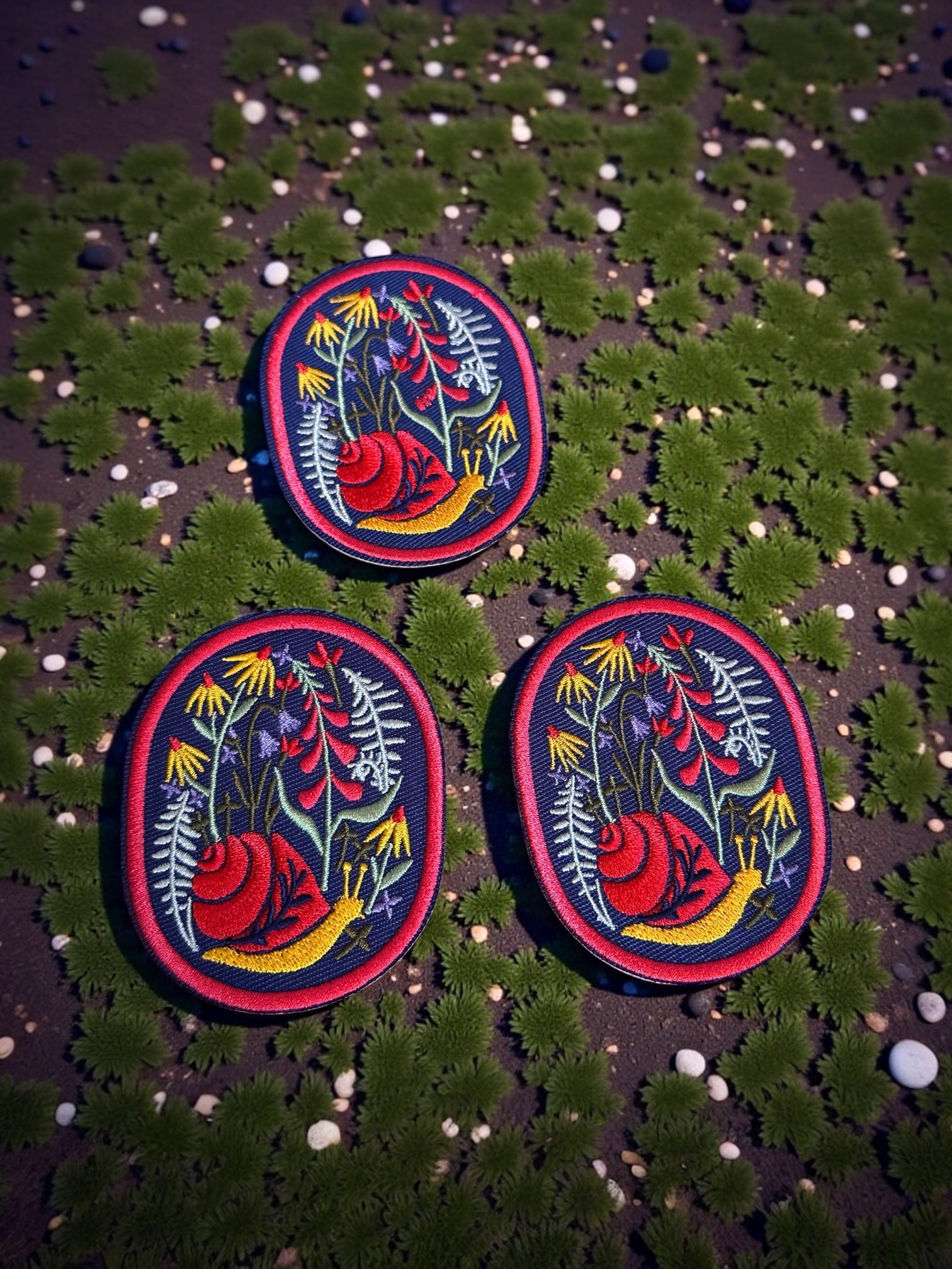 Nature Snail Wildflower’s Iron On Patch (Red) - Wander Together Outfitters