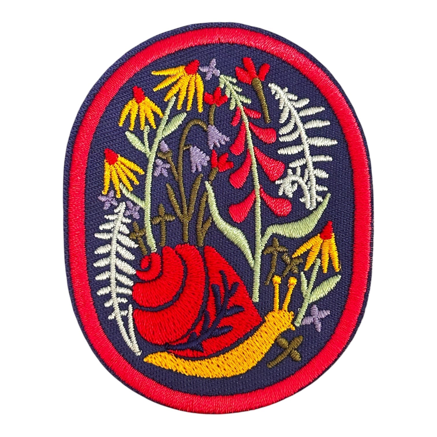 Nature Snail Wildflower’s Iron On Patch (Red) - Wander Together Outfitters
