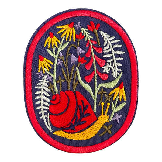 Nature Snail Wildflower’s Iron On Patch (Red) - Wander Together Outfitters