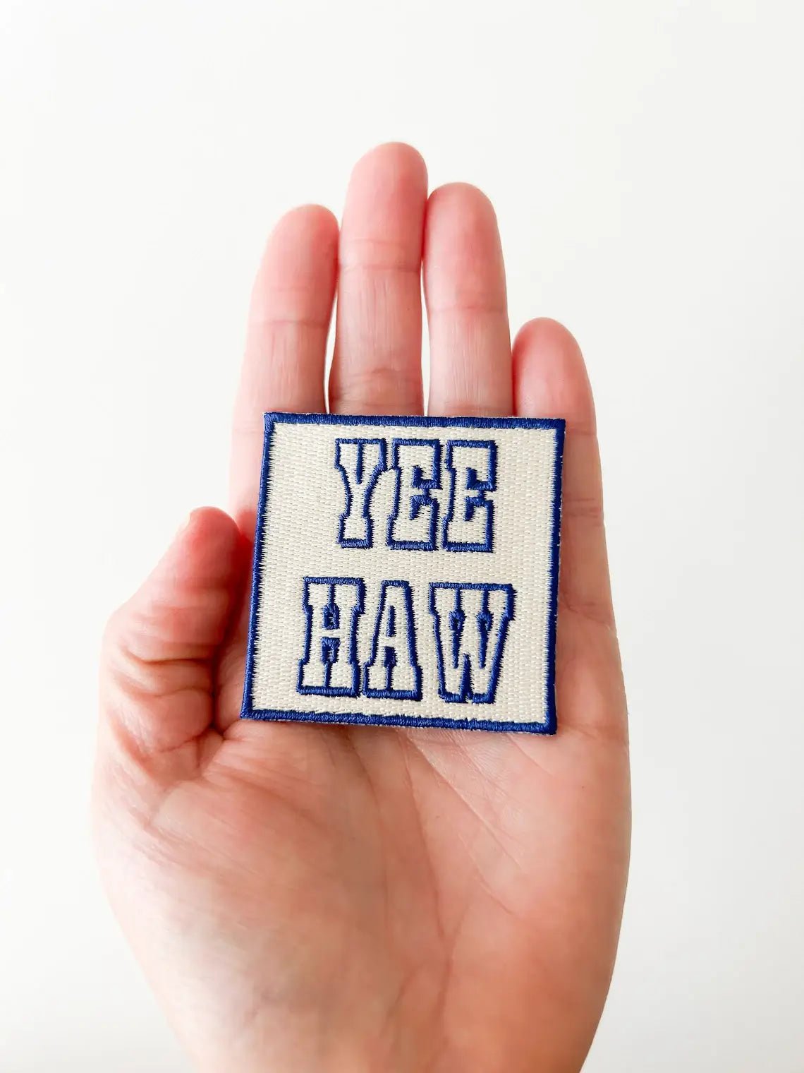Navy Blue “Yee Haw” Embroidered Iron On Patch Hats & Clothing - Wander Together Outfitters