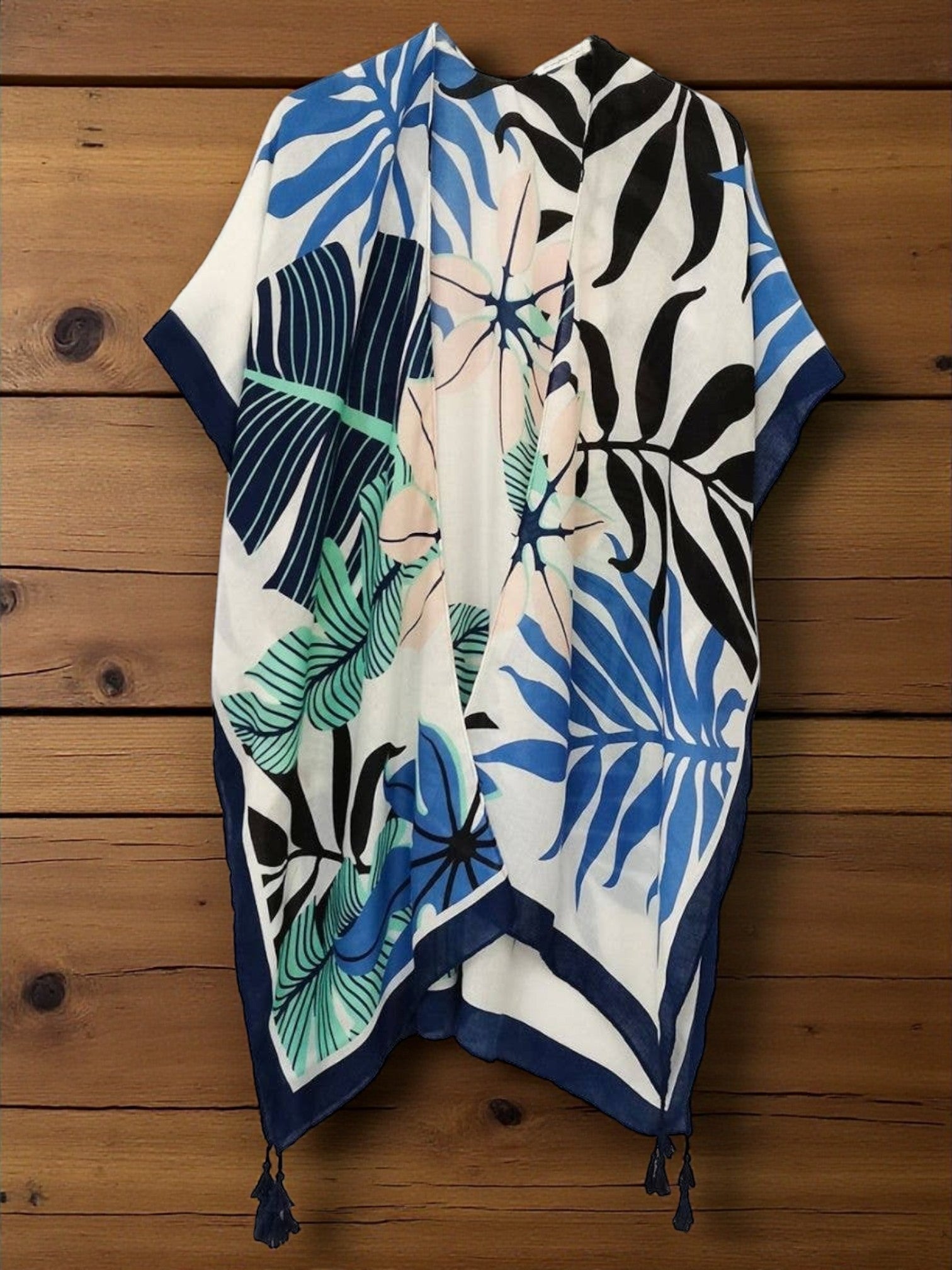 Navy Palm Tree Tropical Kimono (Clearance Last Chance) - Wander Together Outfitters