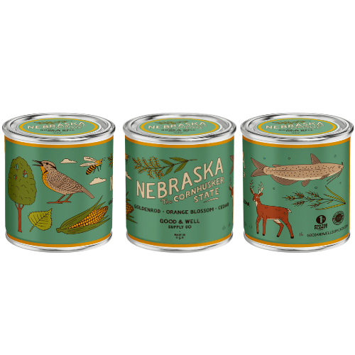 Nebraska State Candle (Goldenrod, Orange Blossom, Cedar) - Wander Together Outfitters