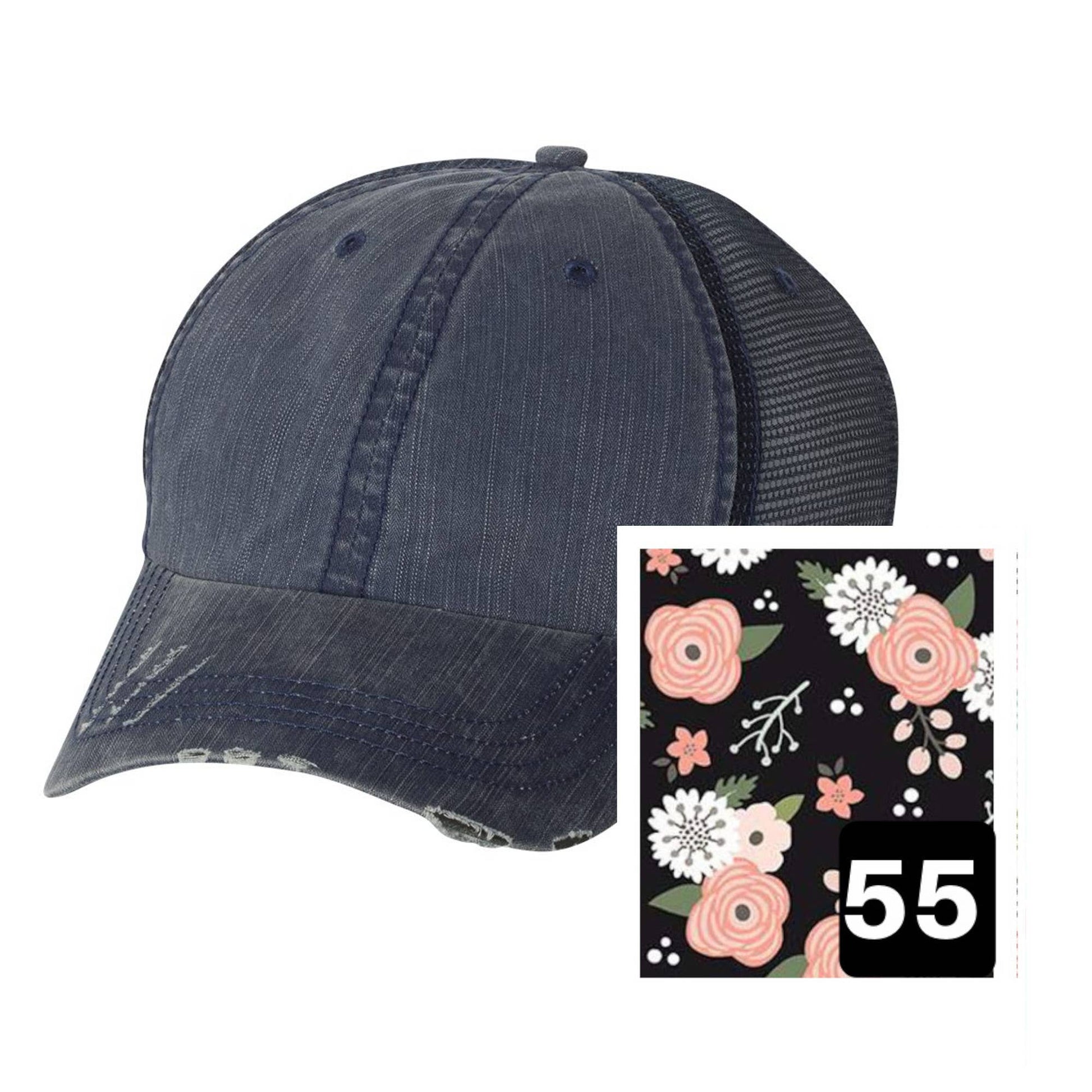 New Hampshire Hat - Distressed Navy Hat - Many Fabrics - Wander Together Outfitters