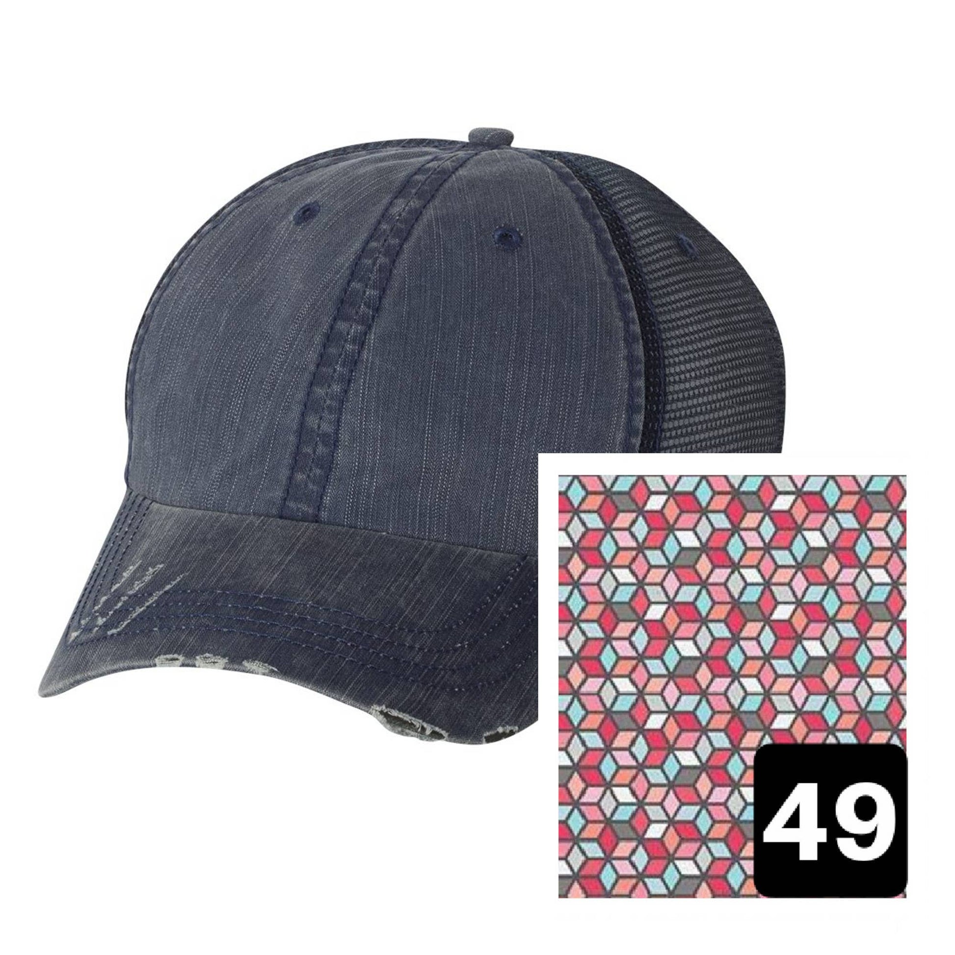 New Hampshire Hat - Distressed Navy Hat - Many Fabrics - Wander Together Outfitters