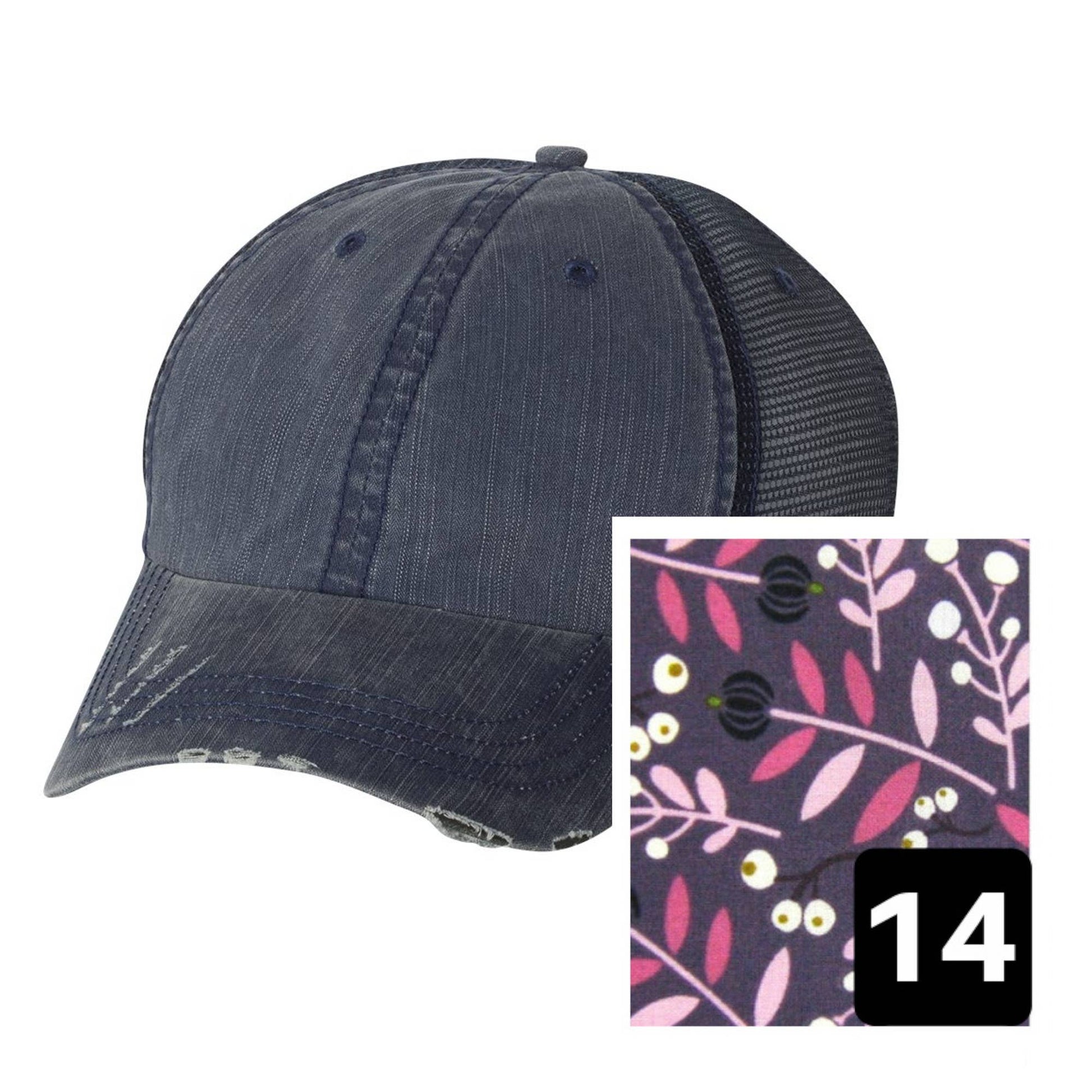 New Hampshire Hat - Distressed Navy Hat - Many Fabrics - Wander Together Outfitters
