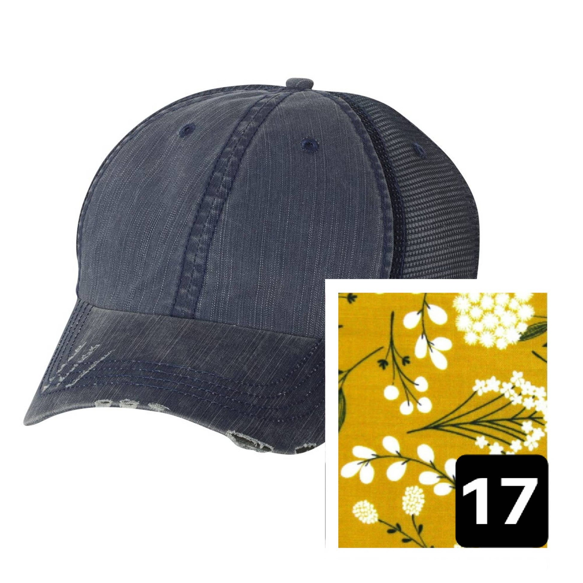 New Hampshire Hat - Distressed Navy Hat - Many Fabrics - Wander Together Outfitters