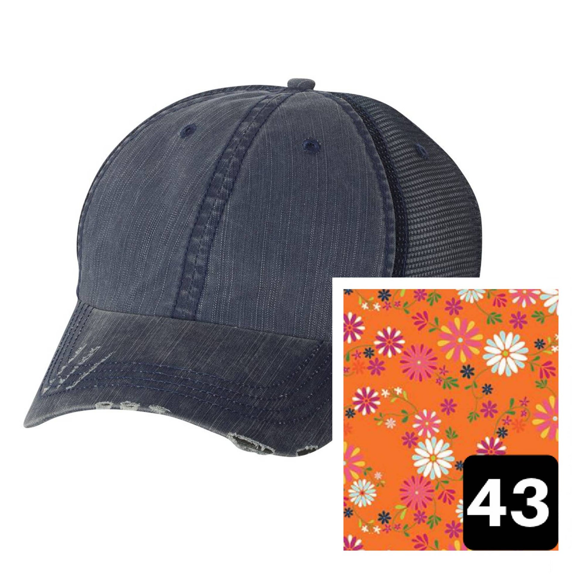 New Hampshire Hat - Distressed Navy Hat - Many Fabrics - Wander Together Outfitters