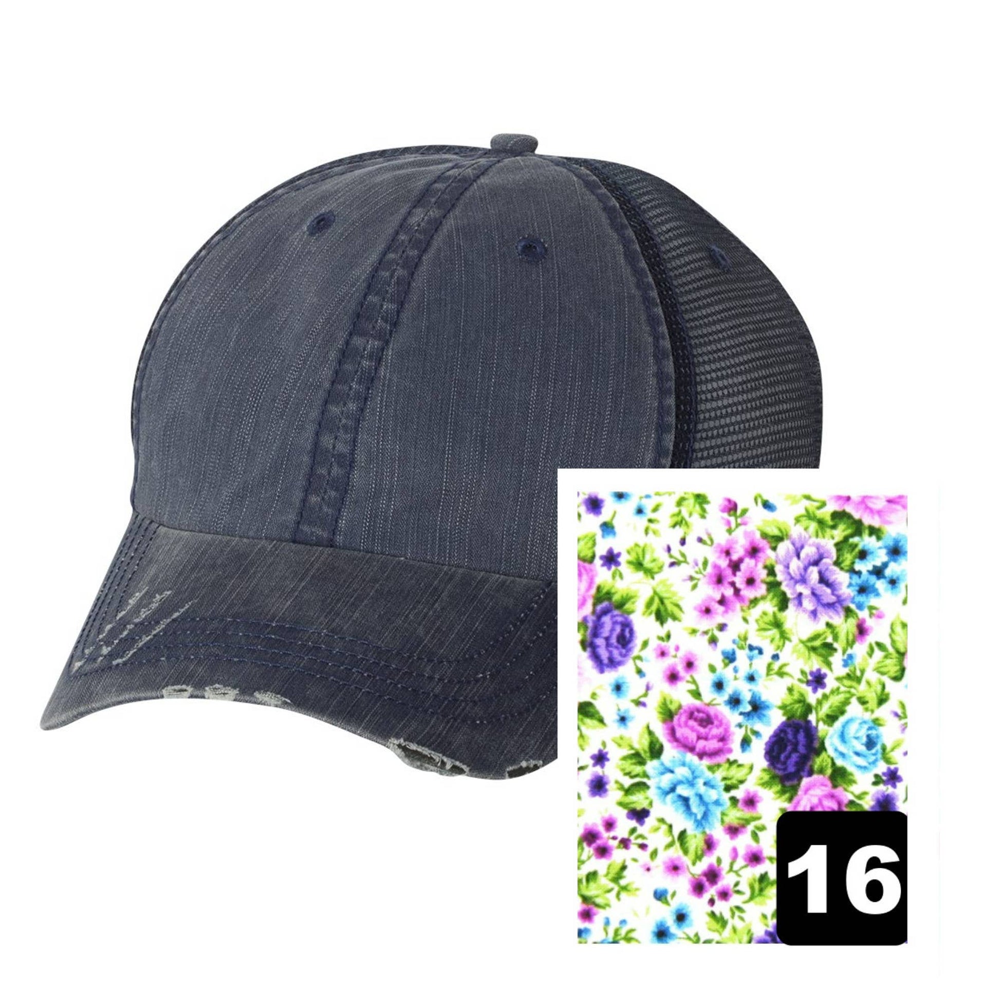 New Hampshire Hat - Distressed Navy Hat - Many Fabrics - Wander Together Outfitters