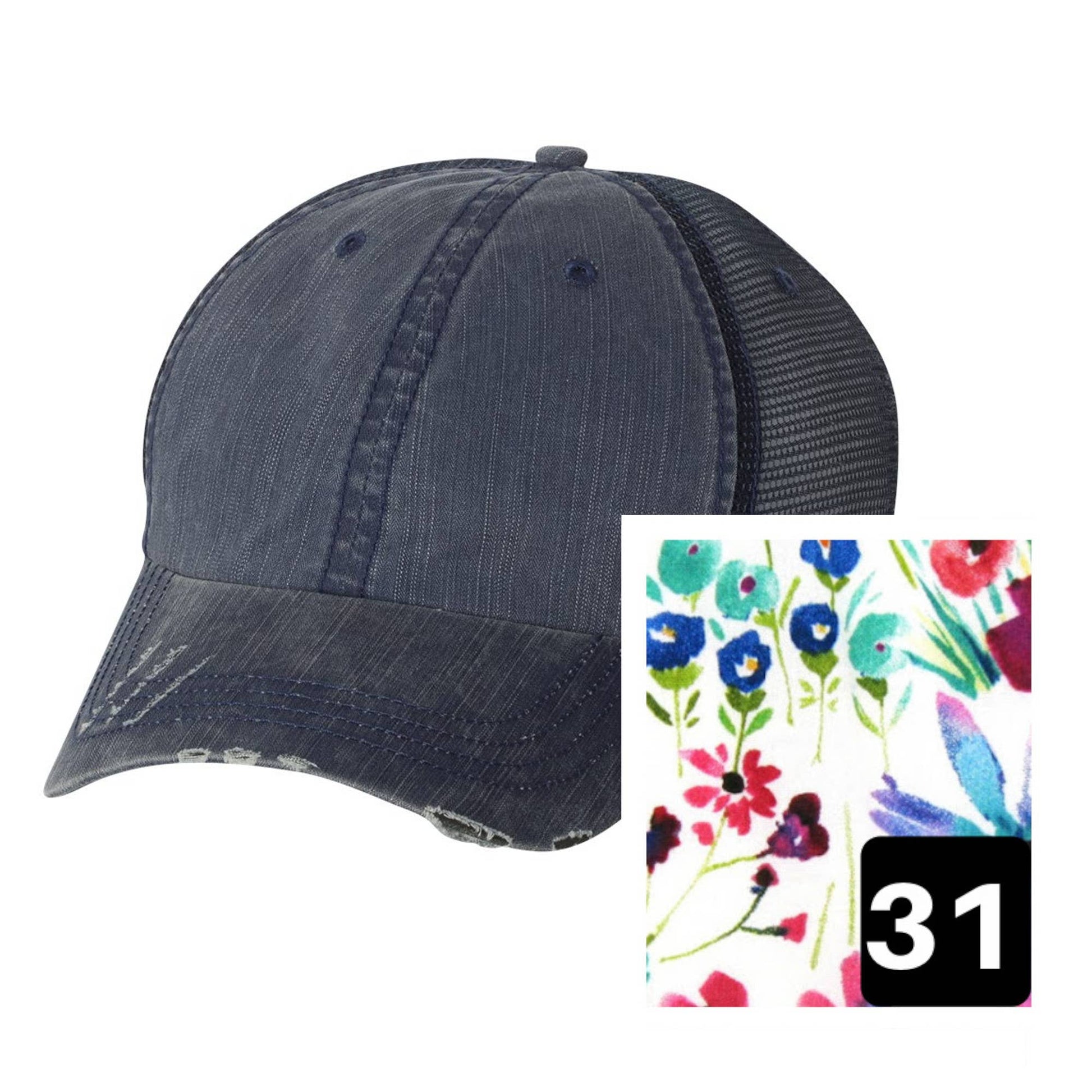 New Hampshire Hat - Distressed Navy Hat - Many Fabrics - Wander Together Outfitters