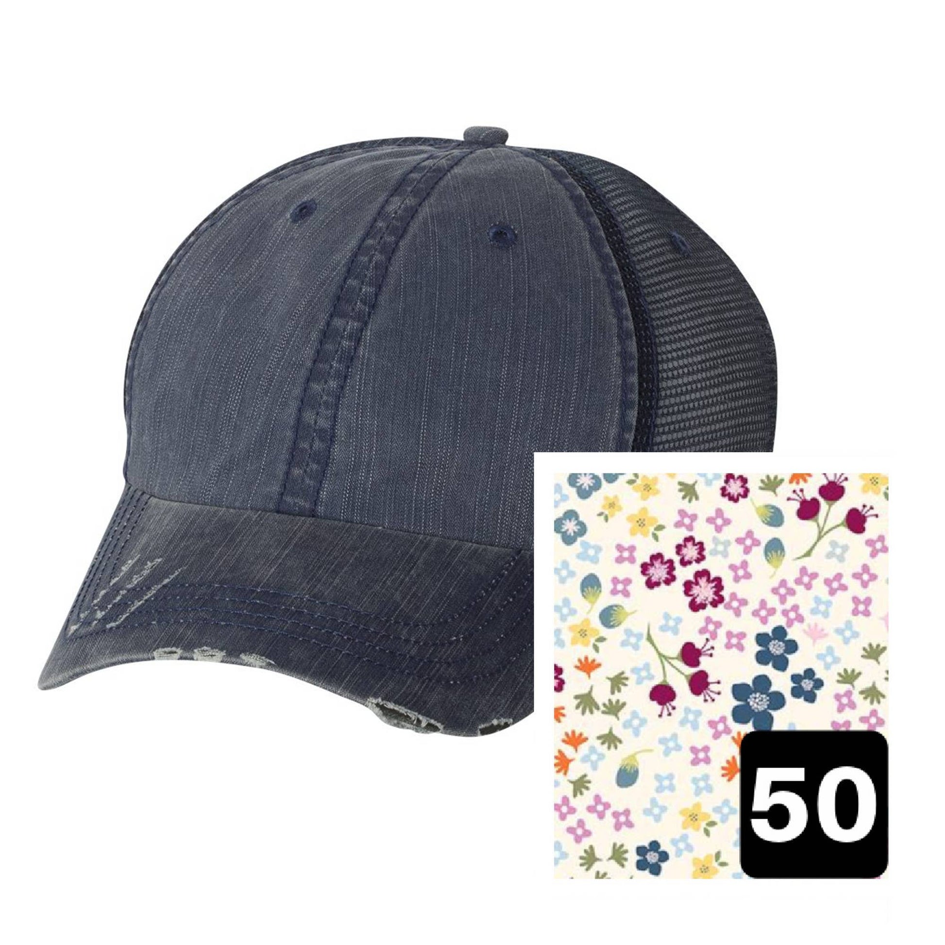 New Hampshire Hat - Distressed Navy Hat - Many Fabrics - Wander Together Outfitters