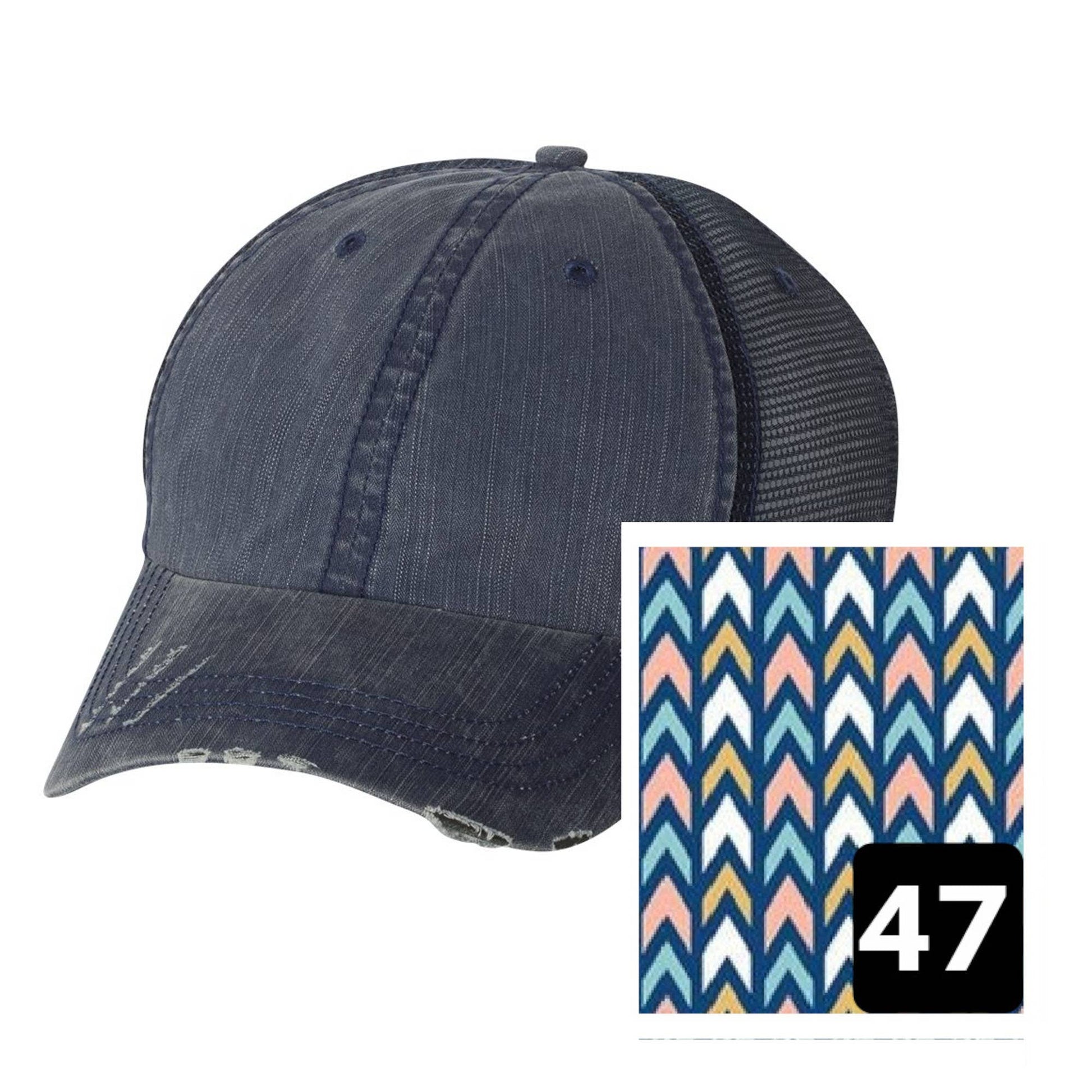 New Hampshire Hat - Distressed Navy Hat - Many Fabrics - Wander Together Outfitters