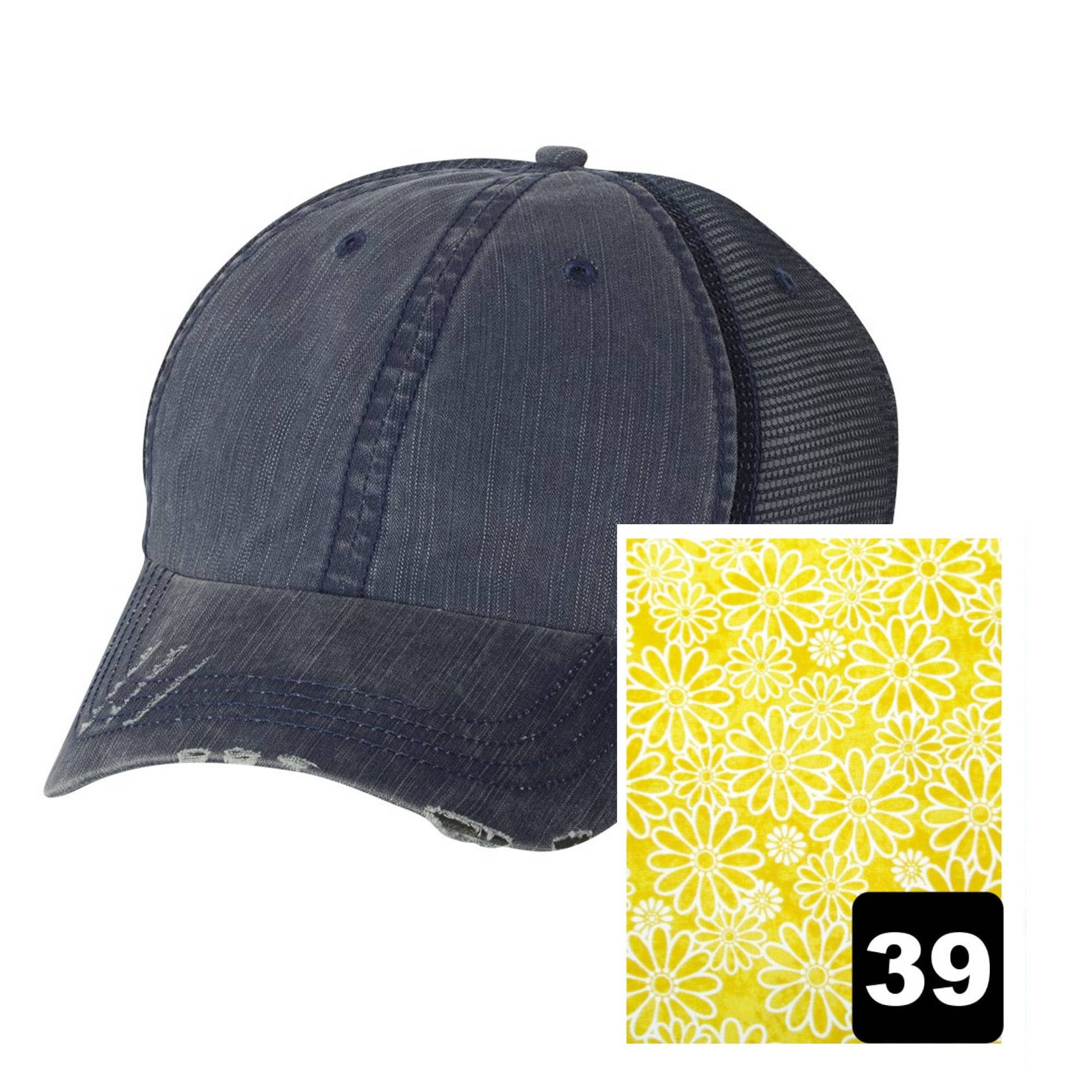 New Hampshire Hat - Distressed Navy Hat - Many Fabrics - Wander Together Outfitters