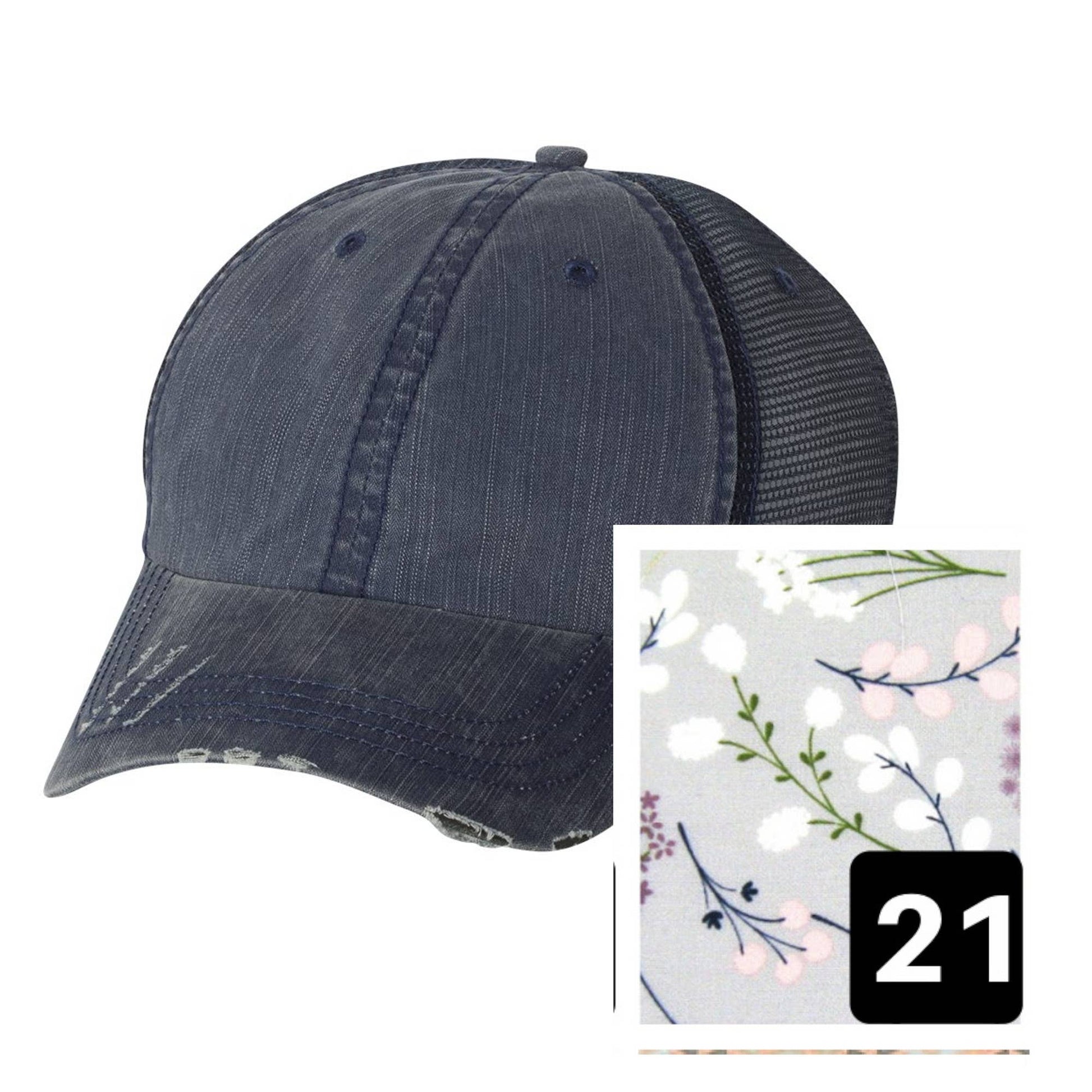 New Hampshire Hat - Distressed Navy Hat - Many Fabrics - Wander Together Outfitters