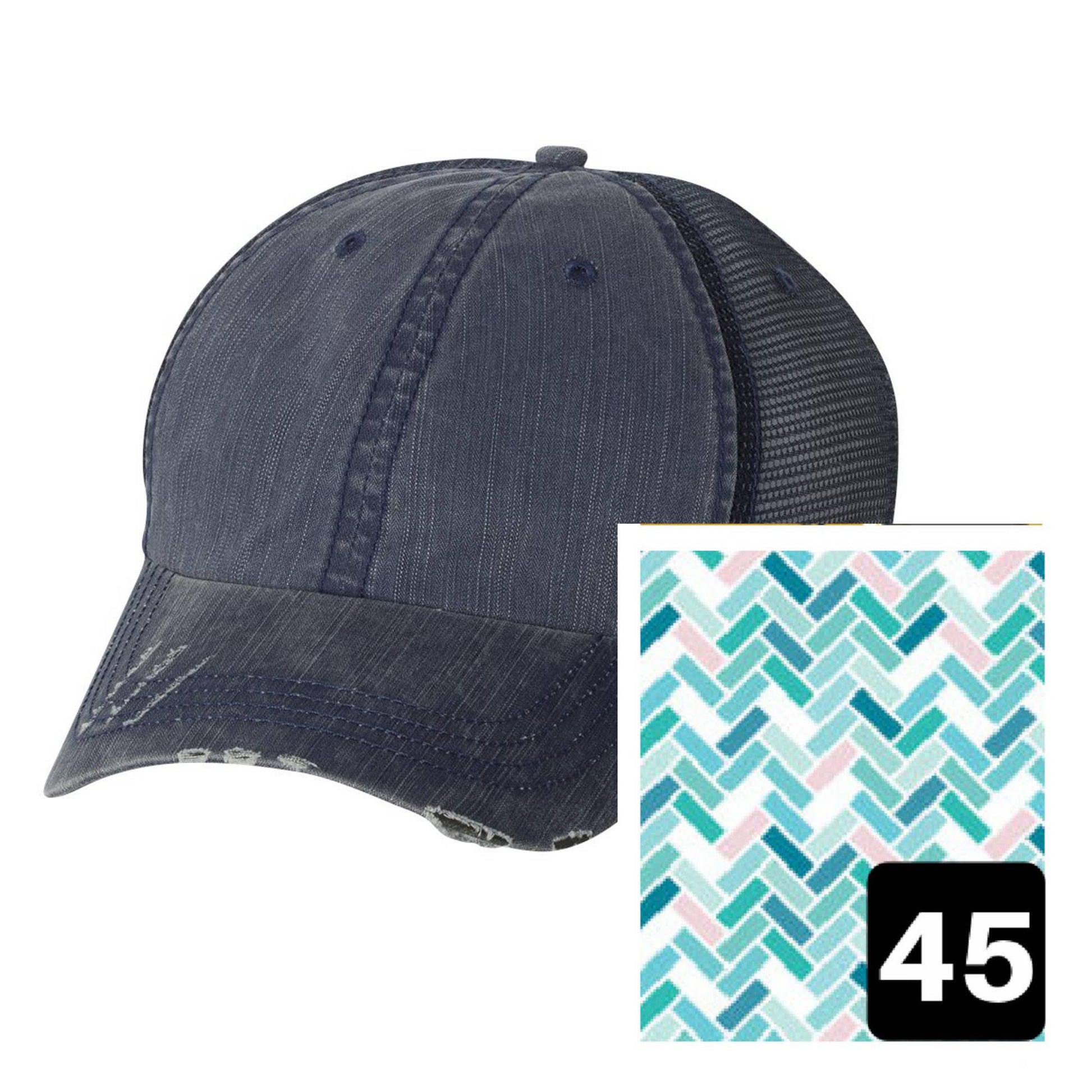 New Hampshire Hat - Distressed Navy Hat - Many Fabrics - Wander Together Outfitters