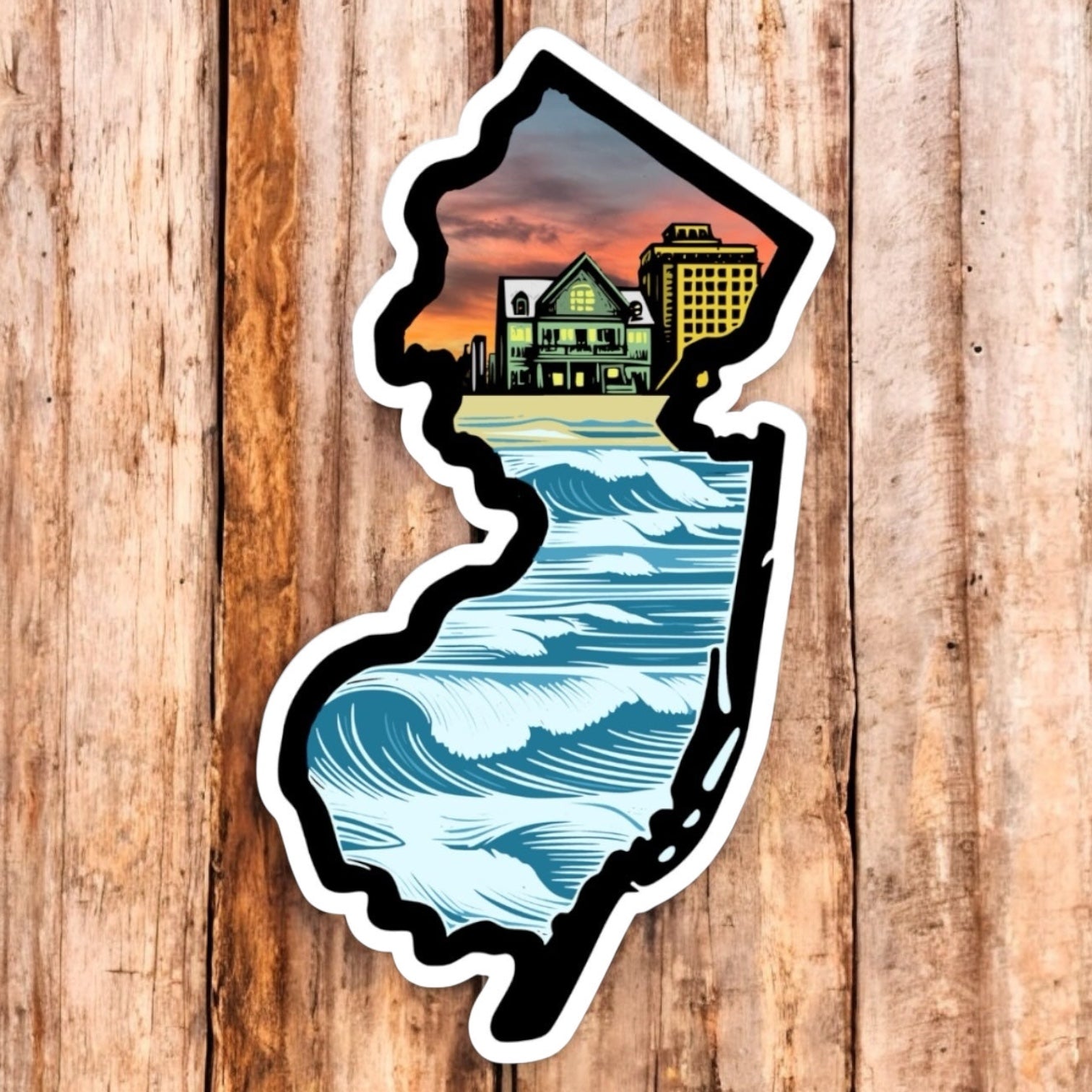 New Jersey & Atlantic City Boardwalk State 3” Vinyl Sticker - Wander Together Outfitters