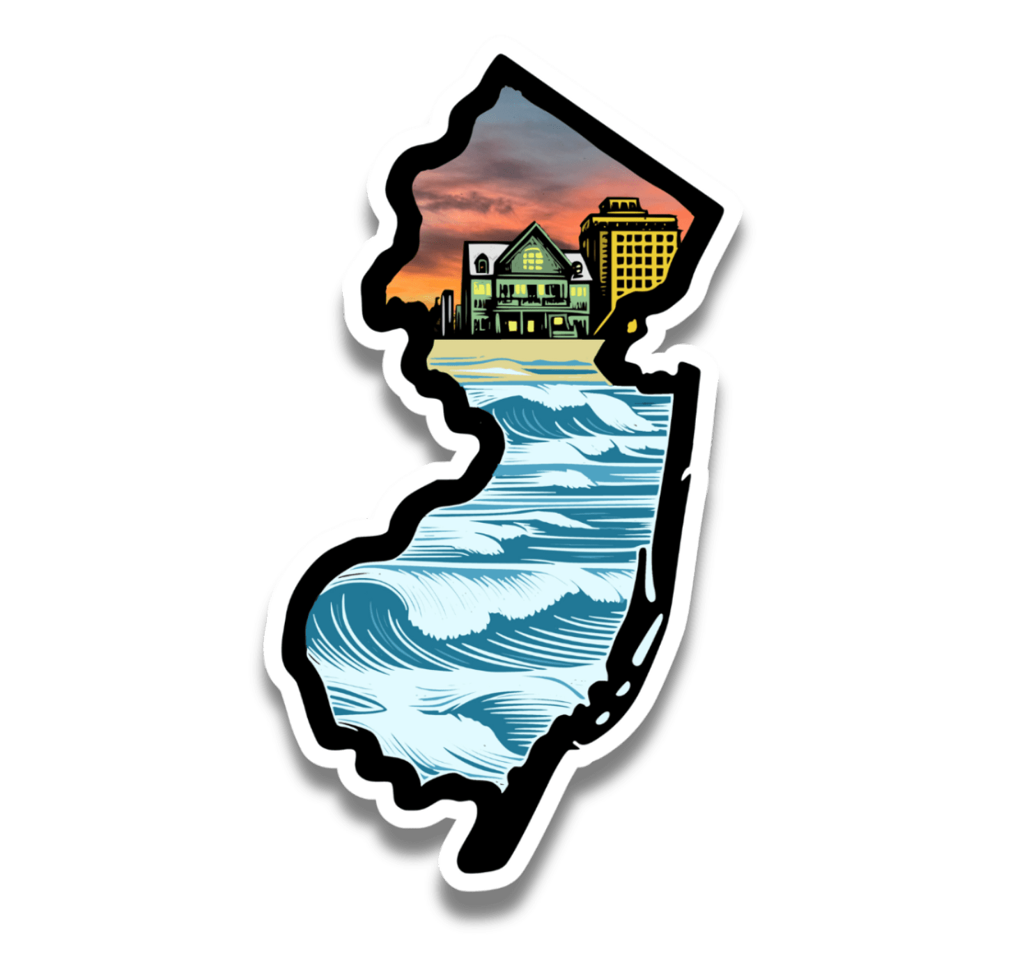 New Jersey & Atlantic City Boardwalk State 3” Vinyl Sticker - Wander Together Outfitters