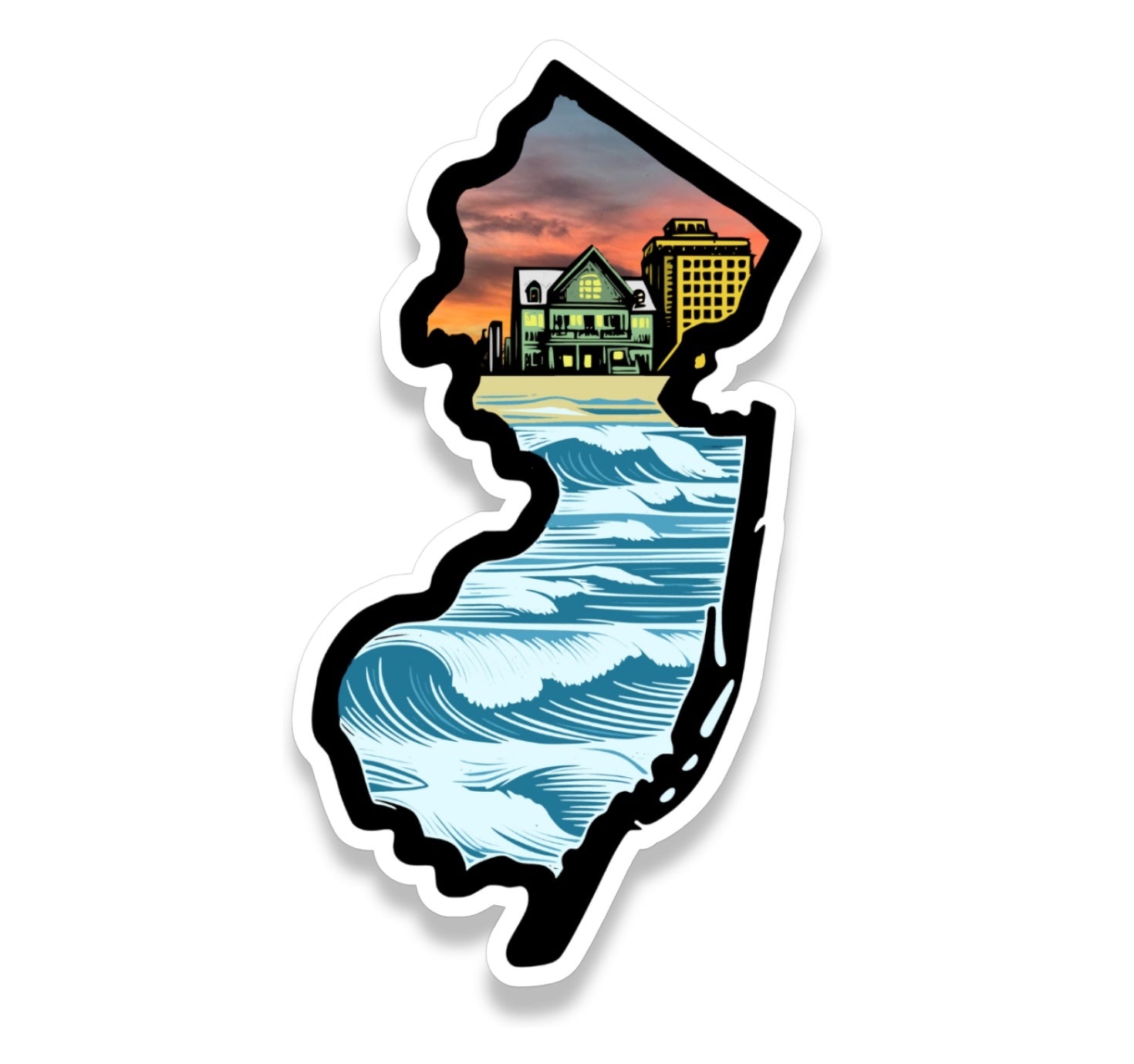 New Jersey & Atlantic City Boardwalk State 3” Vinyl Sticker - Wander Together Outfitters