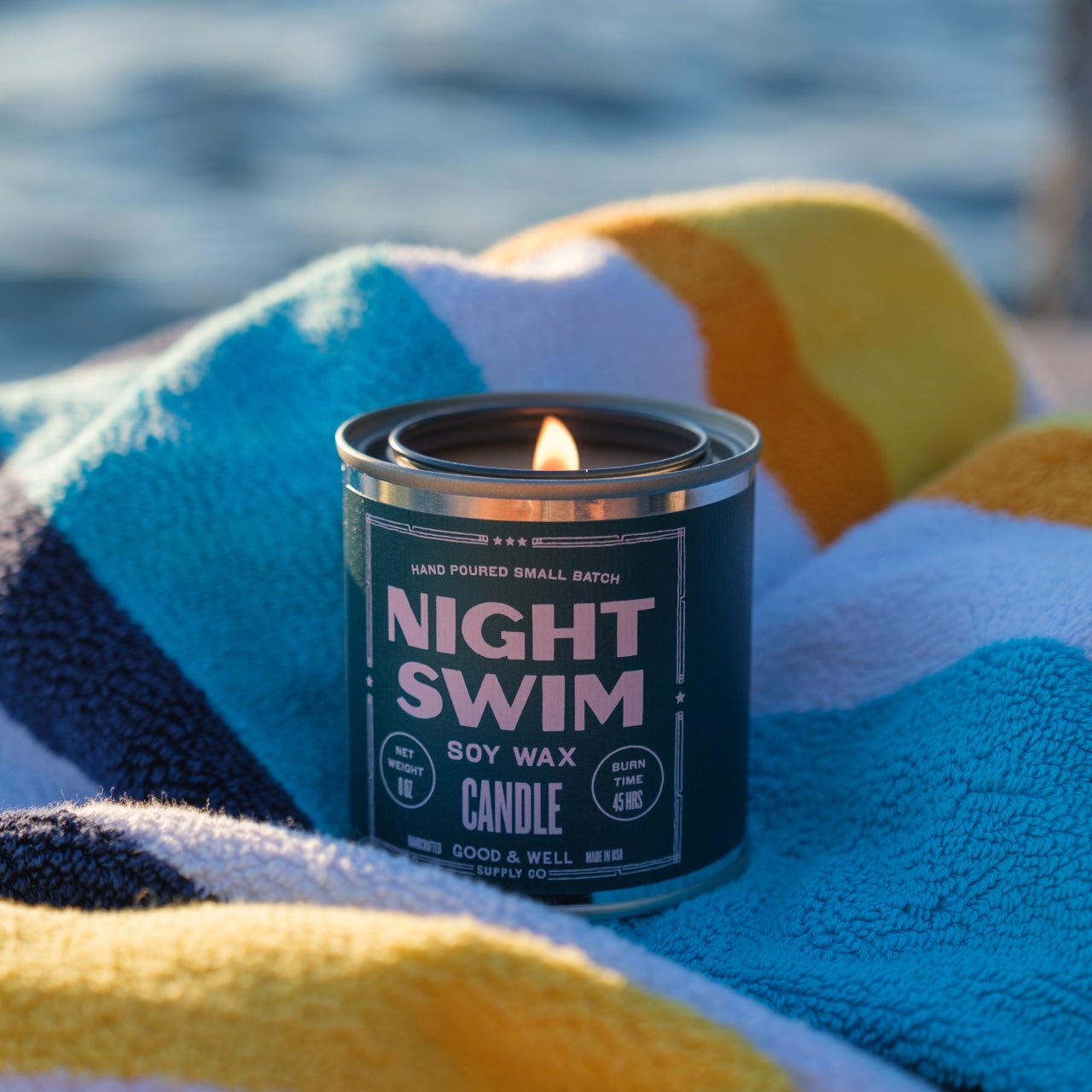 Night Swim Happy Place Candle (Ozone, Plum, Sandalwood,Musk) - Wander Together Outfitters