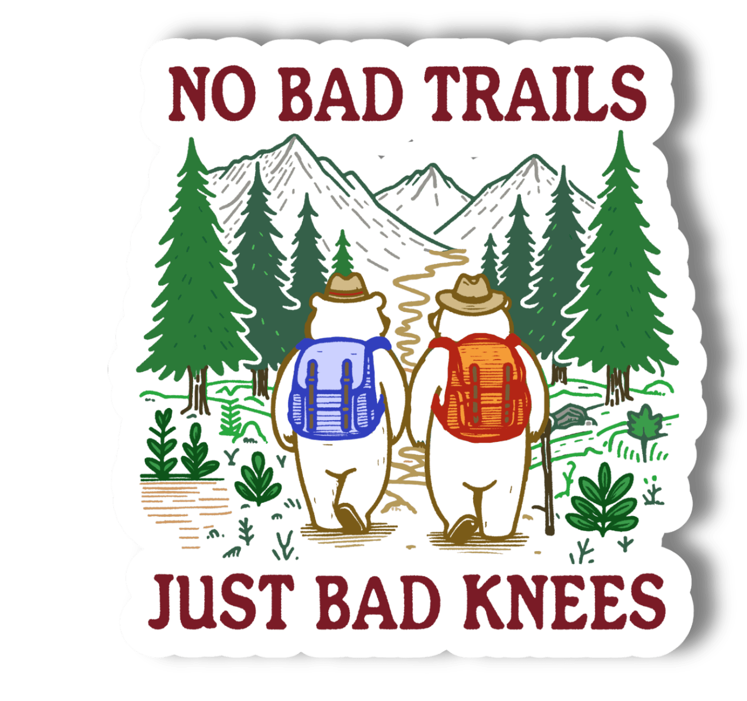 "No Bad Trails, Just Bad Knees" 3” Vinyl Sicker - Wander Together Outfitters