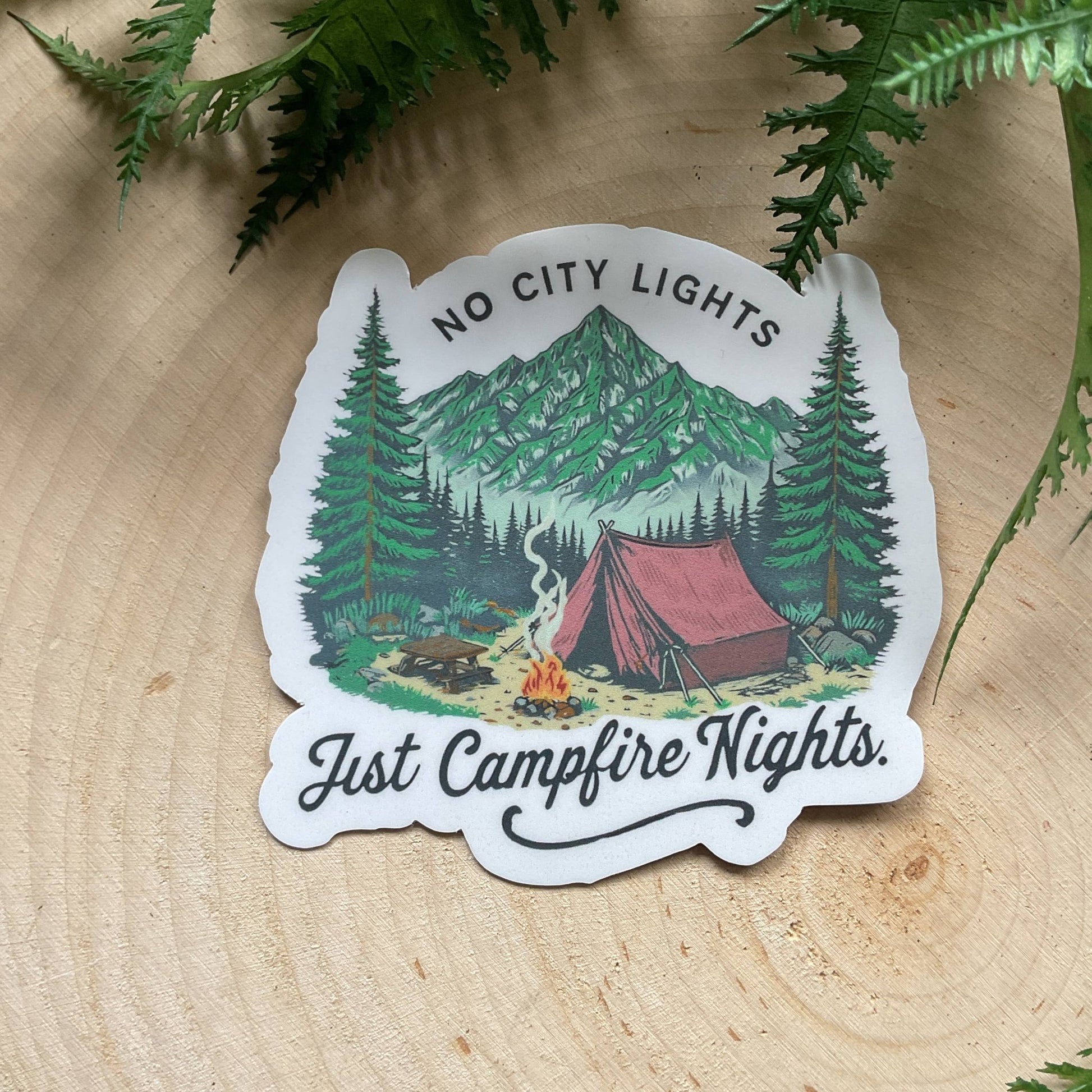 "No City Lights, Just Campfire Nights" 3” Vinyl Sicker - Wander Together Outfitters