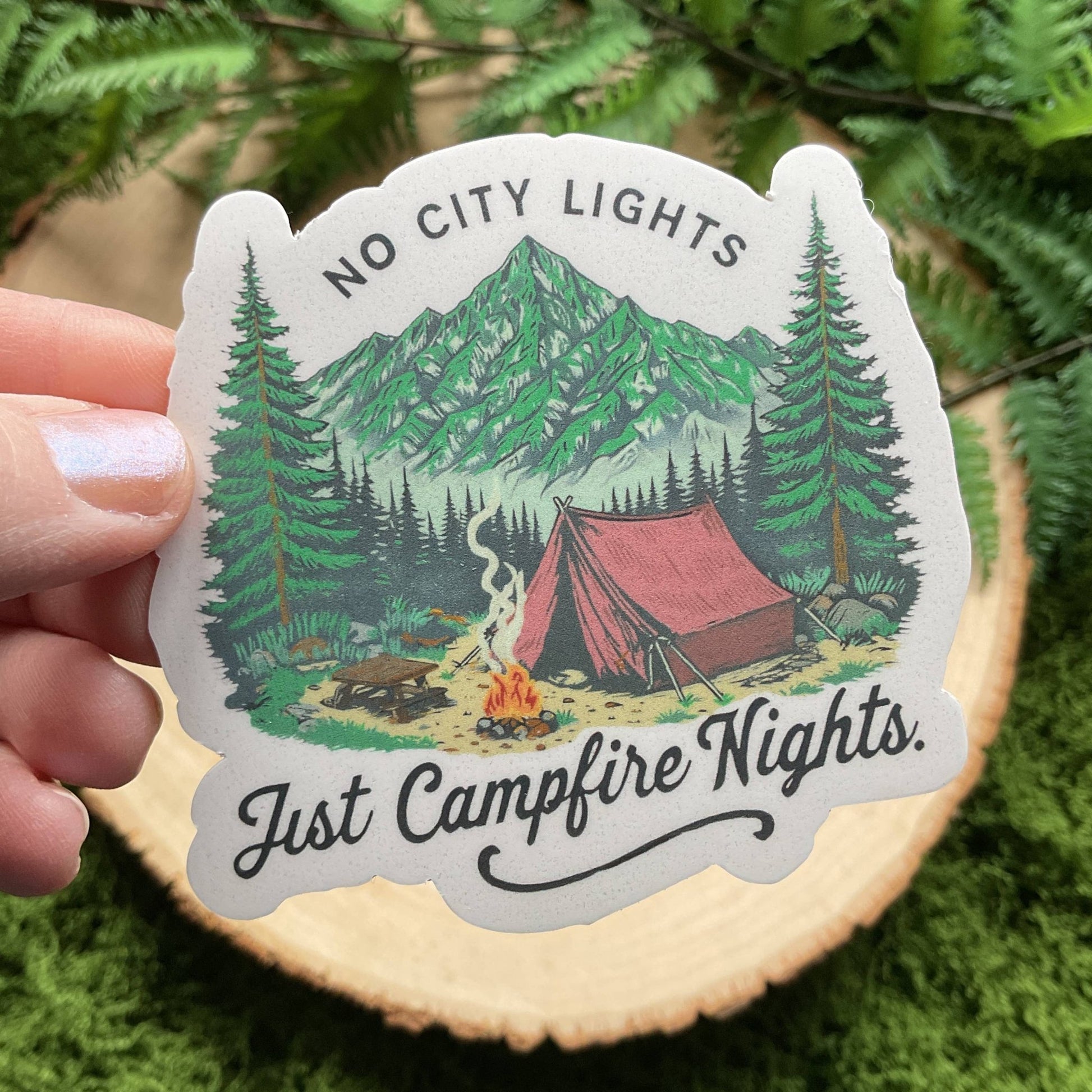 "No City Lights, Just Campfire Nights" 3” Vinyl Sicker - Wander Together Outfitters