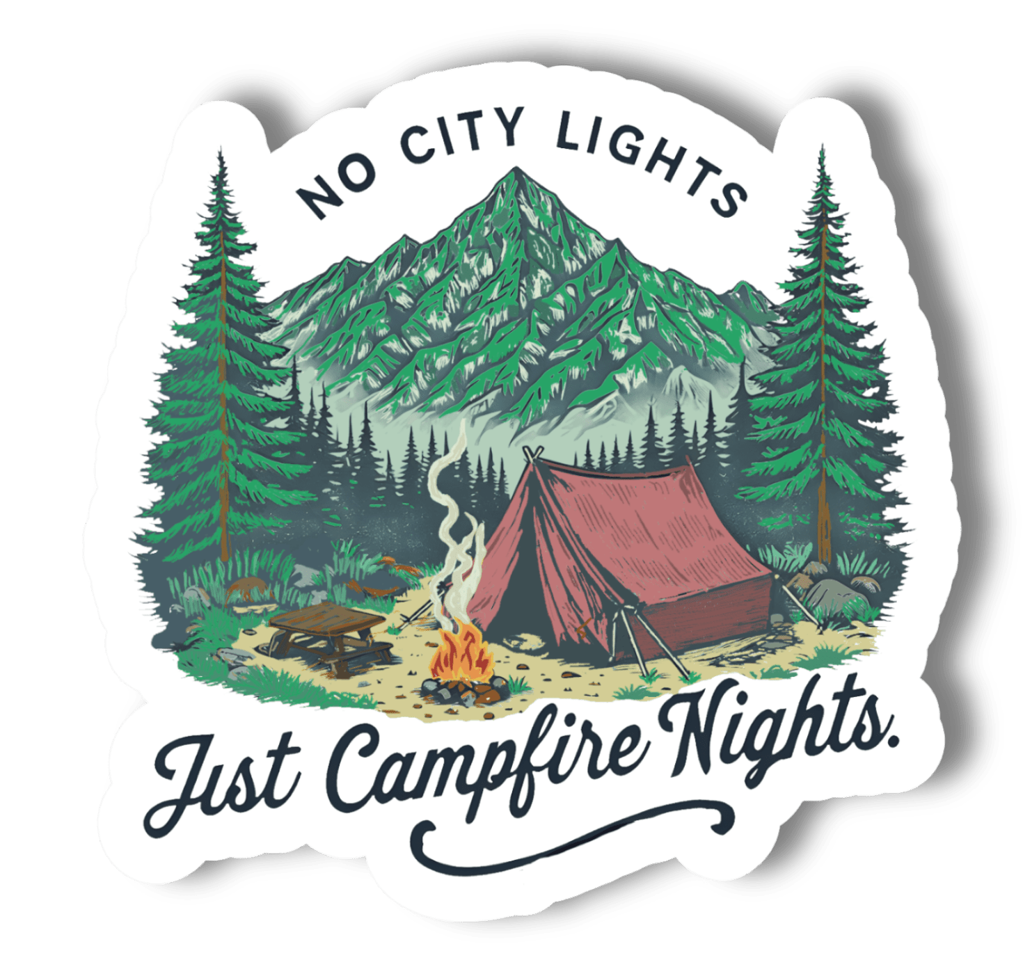 "No City Lights, Just Campfire Nights" 3” Vinyl Sicker - Wander Together Outfitters