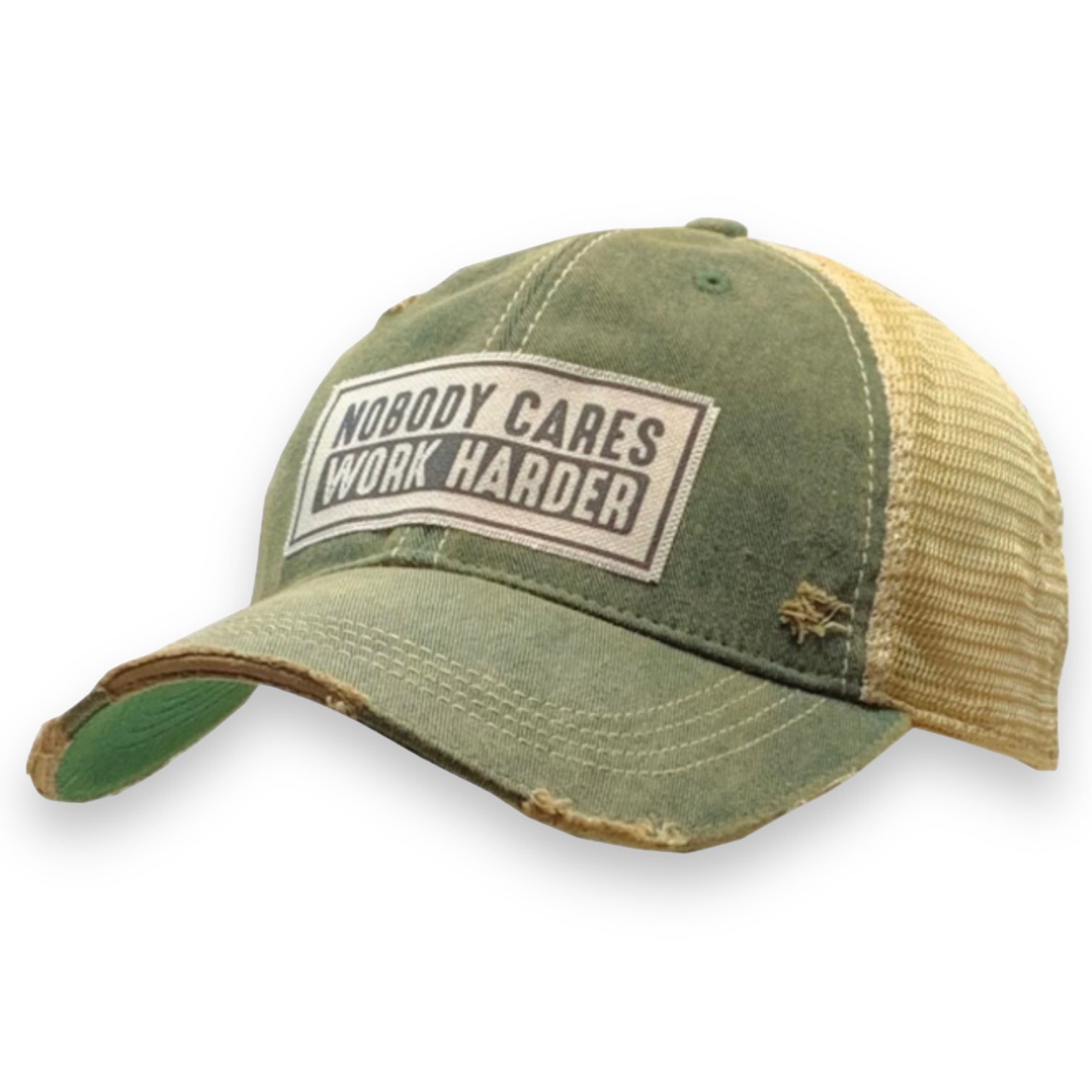 "Nobody Cares Work Harder" Distressed Trucker Cap - Wander Together Outfitters
