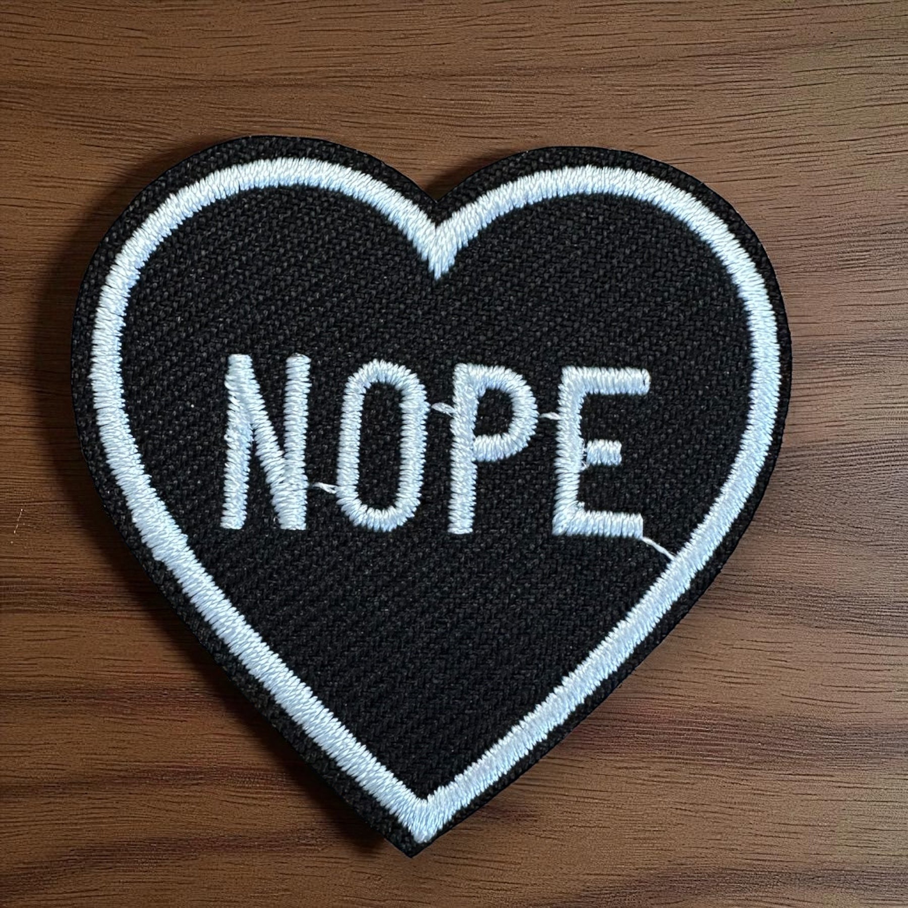 "Nope" Heart Embroidered Iron - On Patch - Wander Together Outfitters