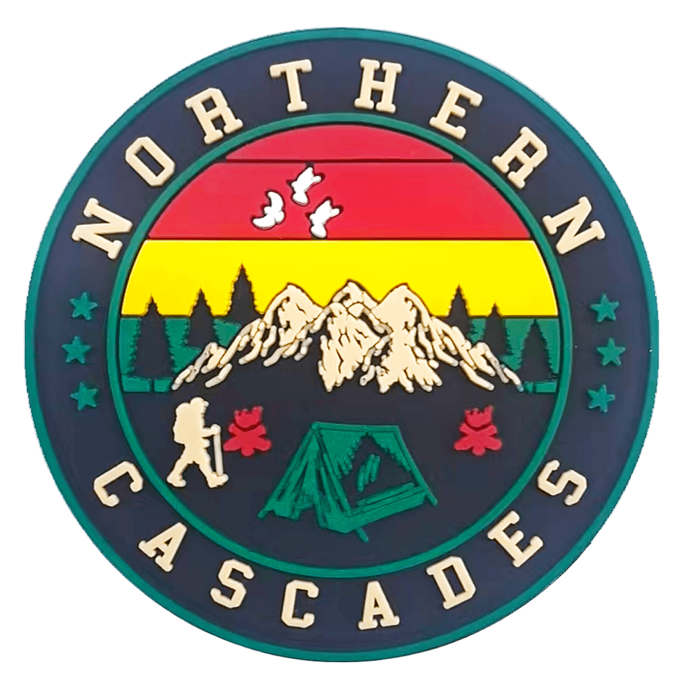 Northern Cascades Mountain Sunset Embroidered Iron - On Patch Outdoor Adventure Souvenir - Wander Together Outfitters